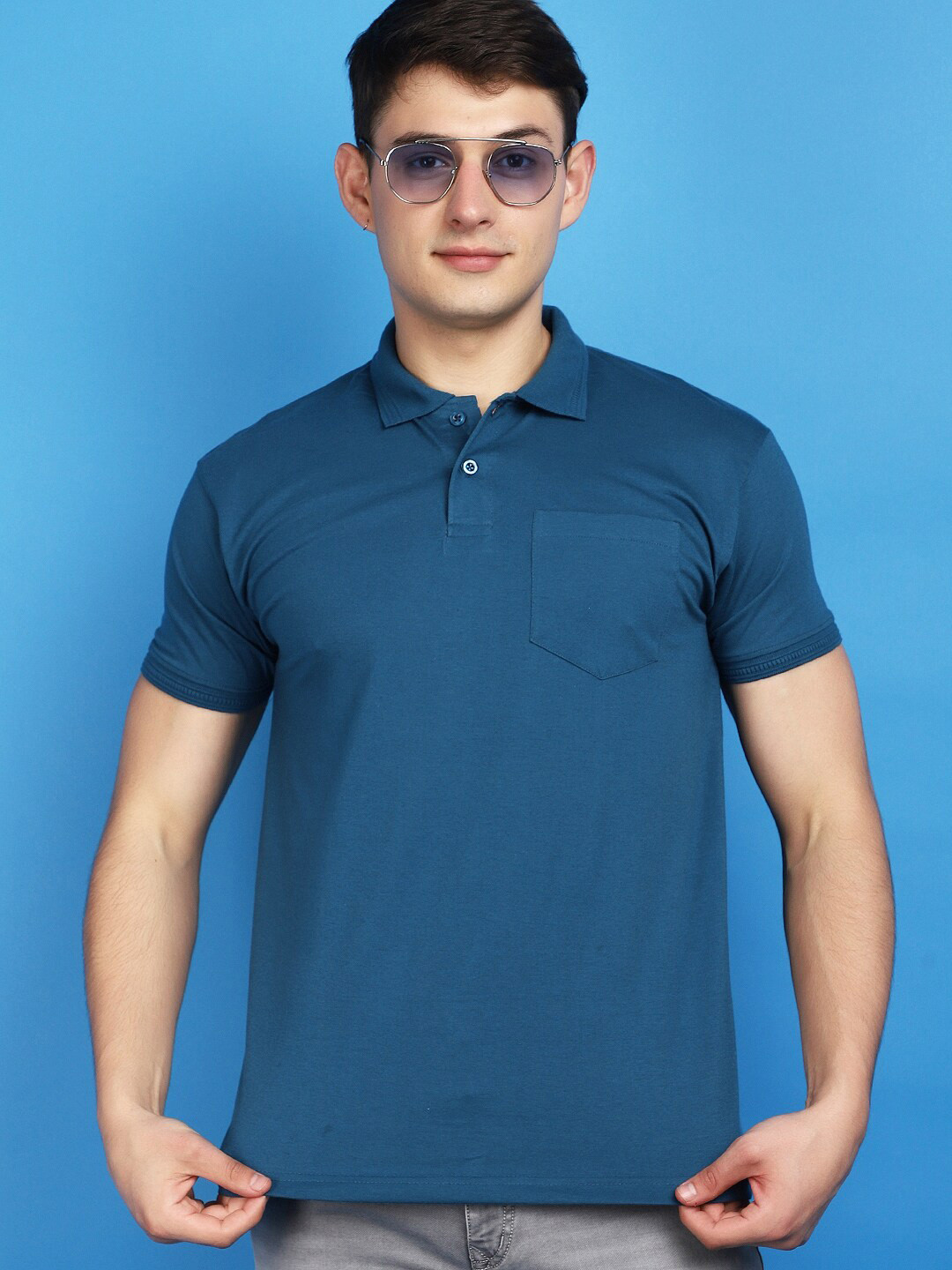 

V-Mart Polo Collar Short Sleeves Cotton Regular Fit T-shirt, Green