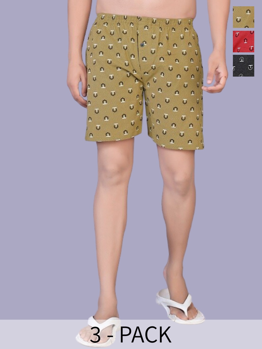 

BAESD Pack Of 3 Printed Boxers BO.TV-S, Black