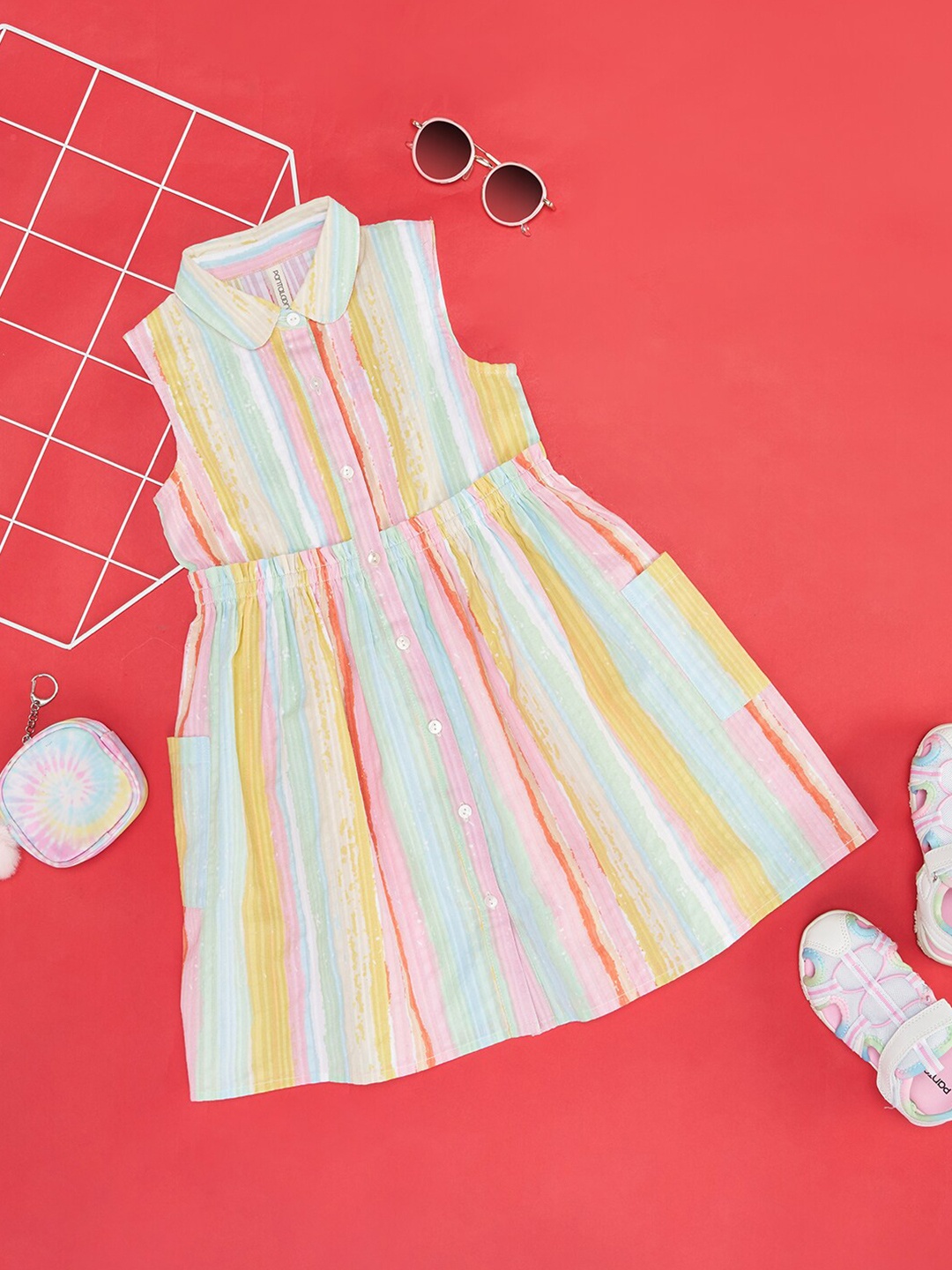 

Pantaloons Junior Striped Cotton Fit & Flare Dress, Yellow