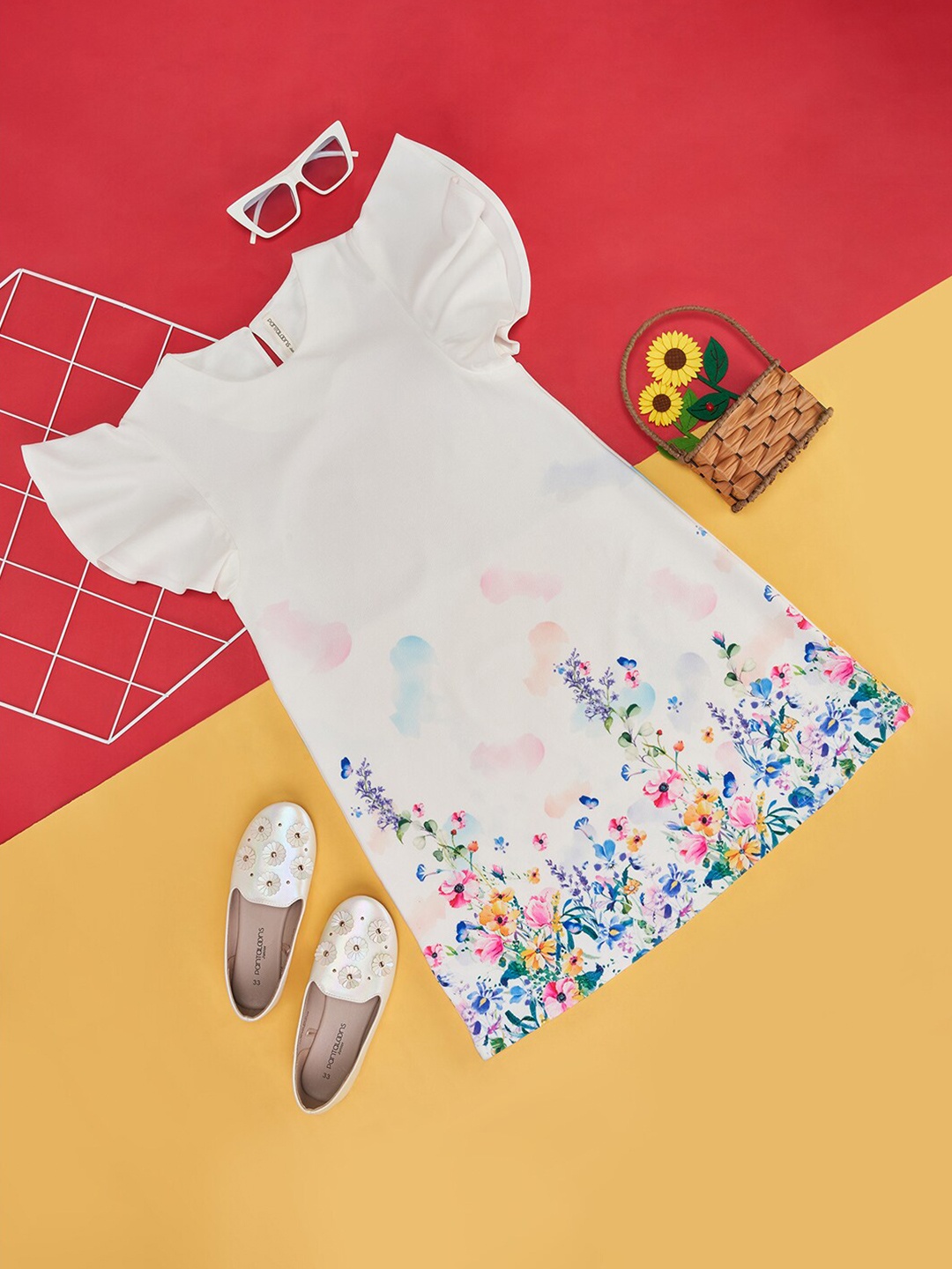 

Pantaloons Junior Floral Printed Fit & Flare Dress, White