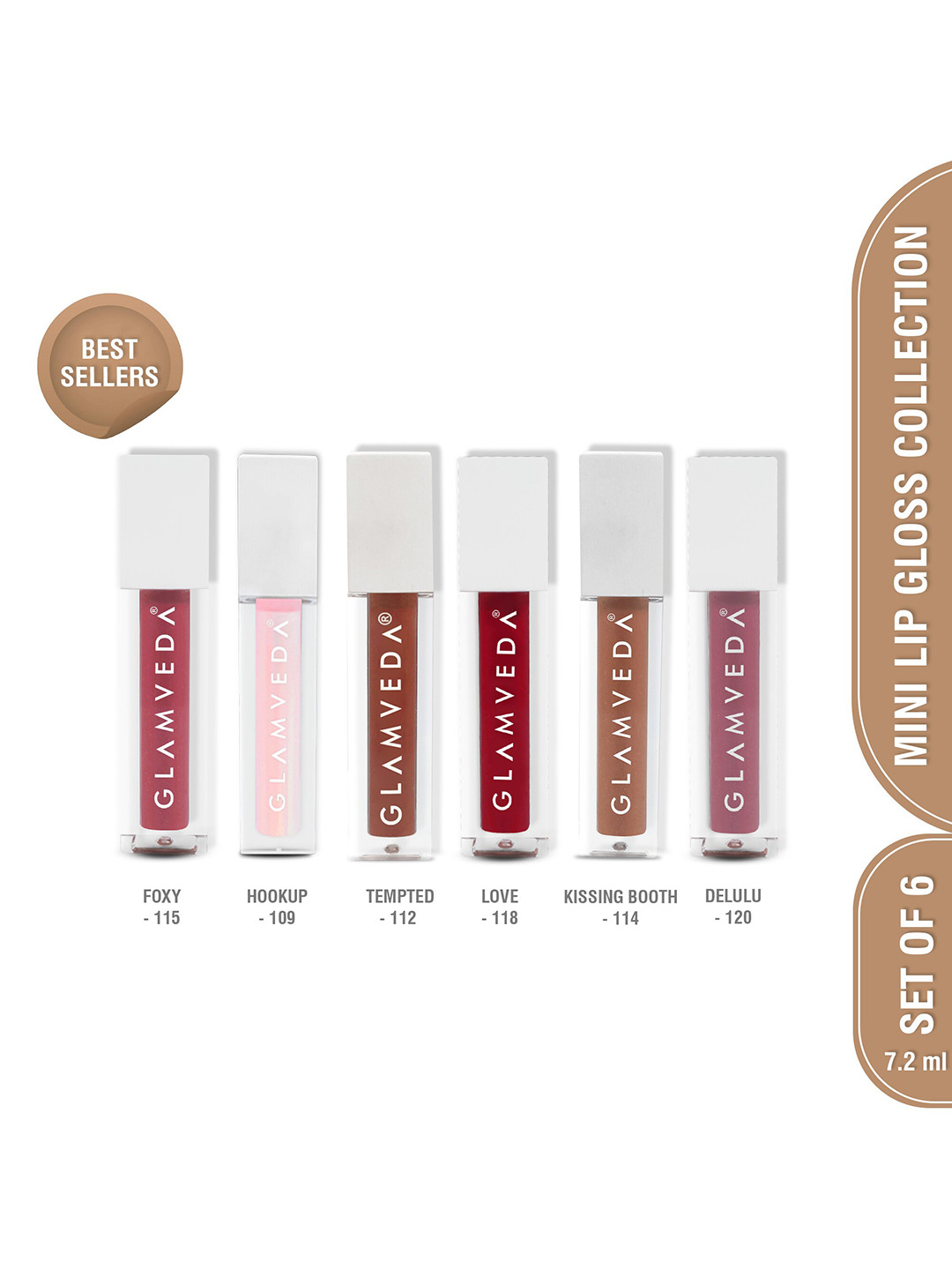 

GLAMVEDA X Rashami Desai's Set Of 6 Mini Lip Gloss - 1.2ml Each - 115-109-112-118-114-120, Pink