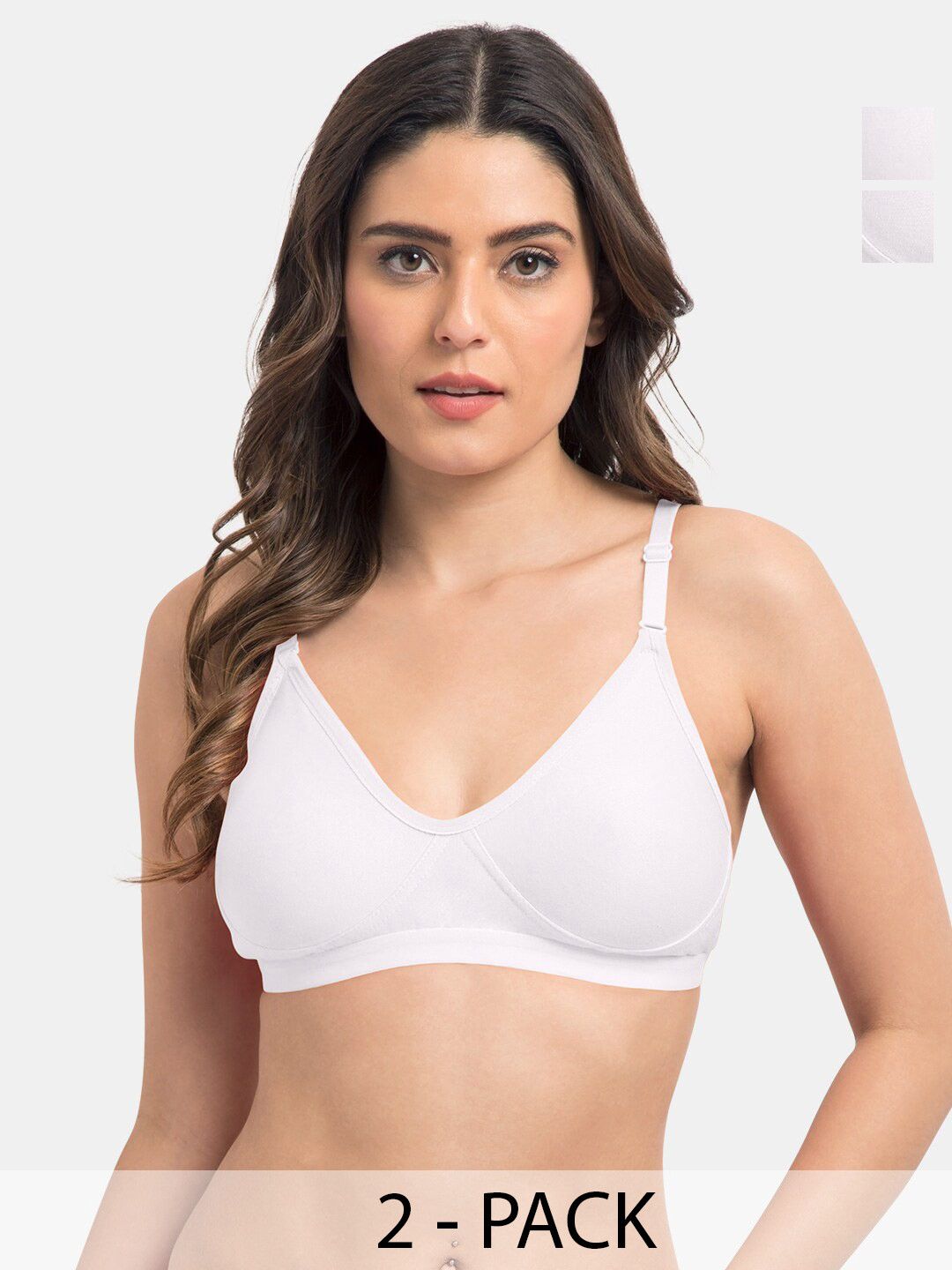 

Tweens Pack of 2 Full Coverage Non Padded Cotton T-shirt Bra With All Day Comfort, White