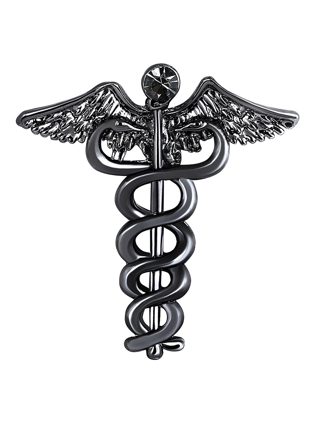

Mahi Caduceus Doctor's Lapel Brooch Pin, Black