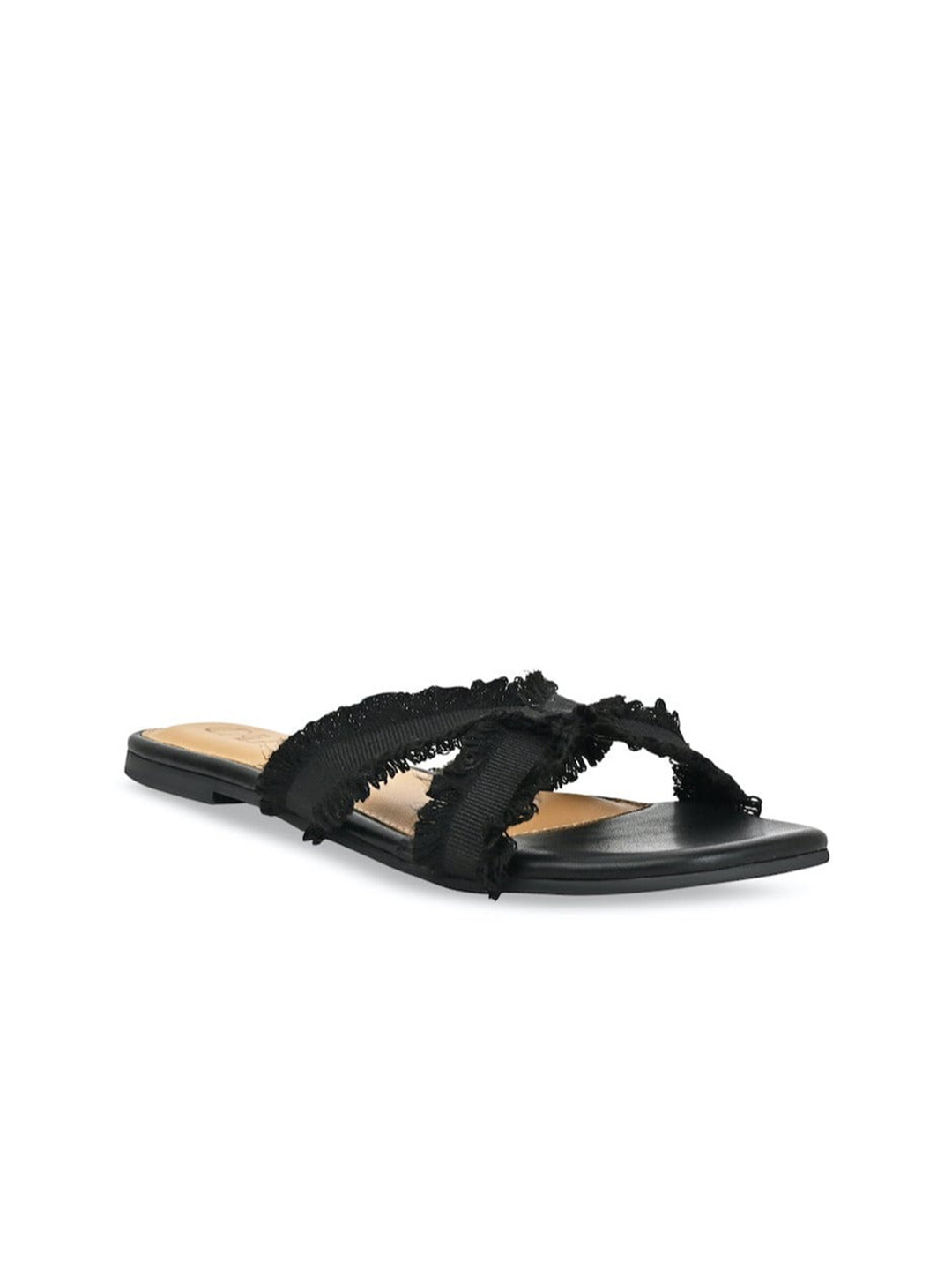 

CAI Cross Lacey Open Toe Flats, Black