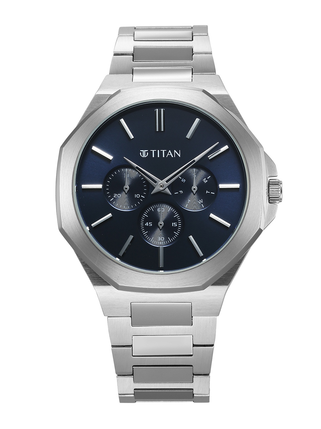 

Titan Men Classique Blue Stainless Steel Analogue Multi Function Watch-90198SM01