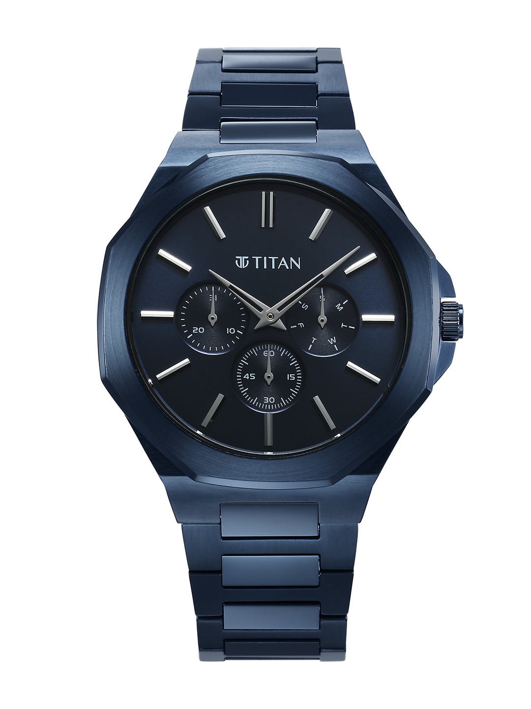 

Titan Men Classique Blue Stainless Steel Analogue Multi Function Watch-90198QM01