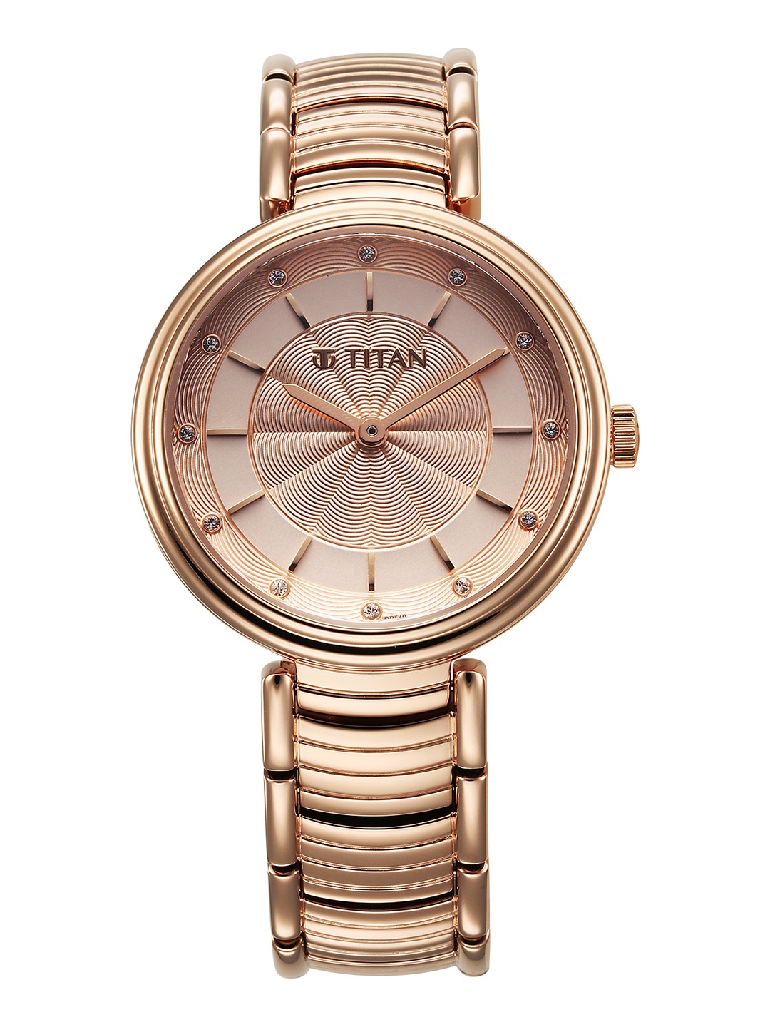 

Titan Women Purple Round Dial Textured Analogue Watch 95240WM01, Rose gold