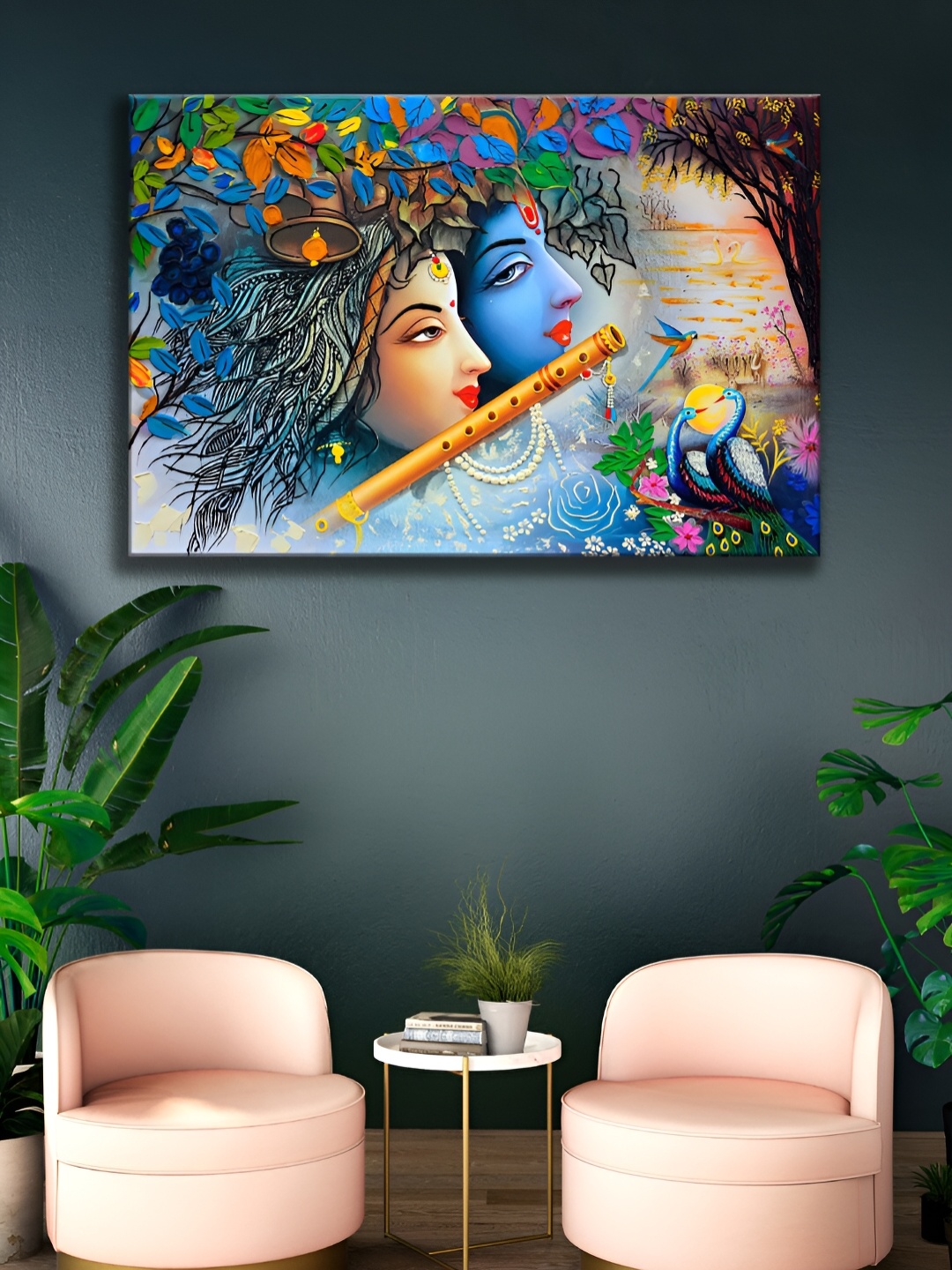 

WALLMAX Blue Canvas Religious Painting Wall Art