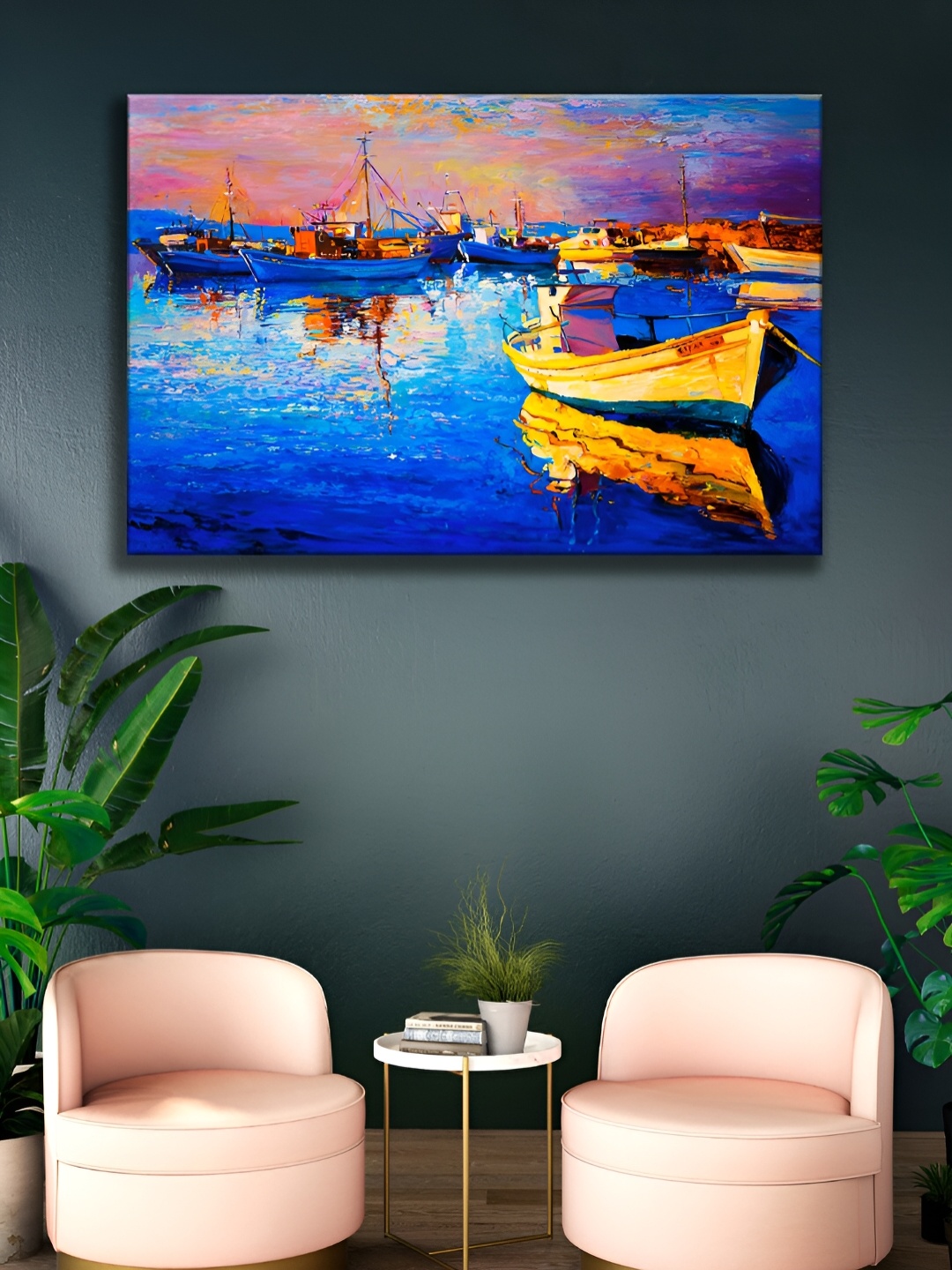 

WALLMAX Blue & Brown Abstract Canvas Wall Art