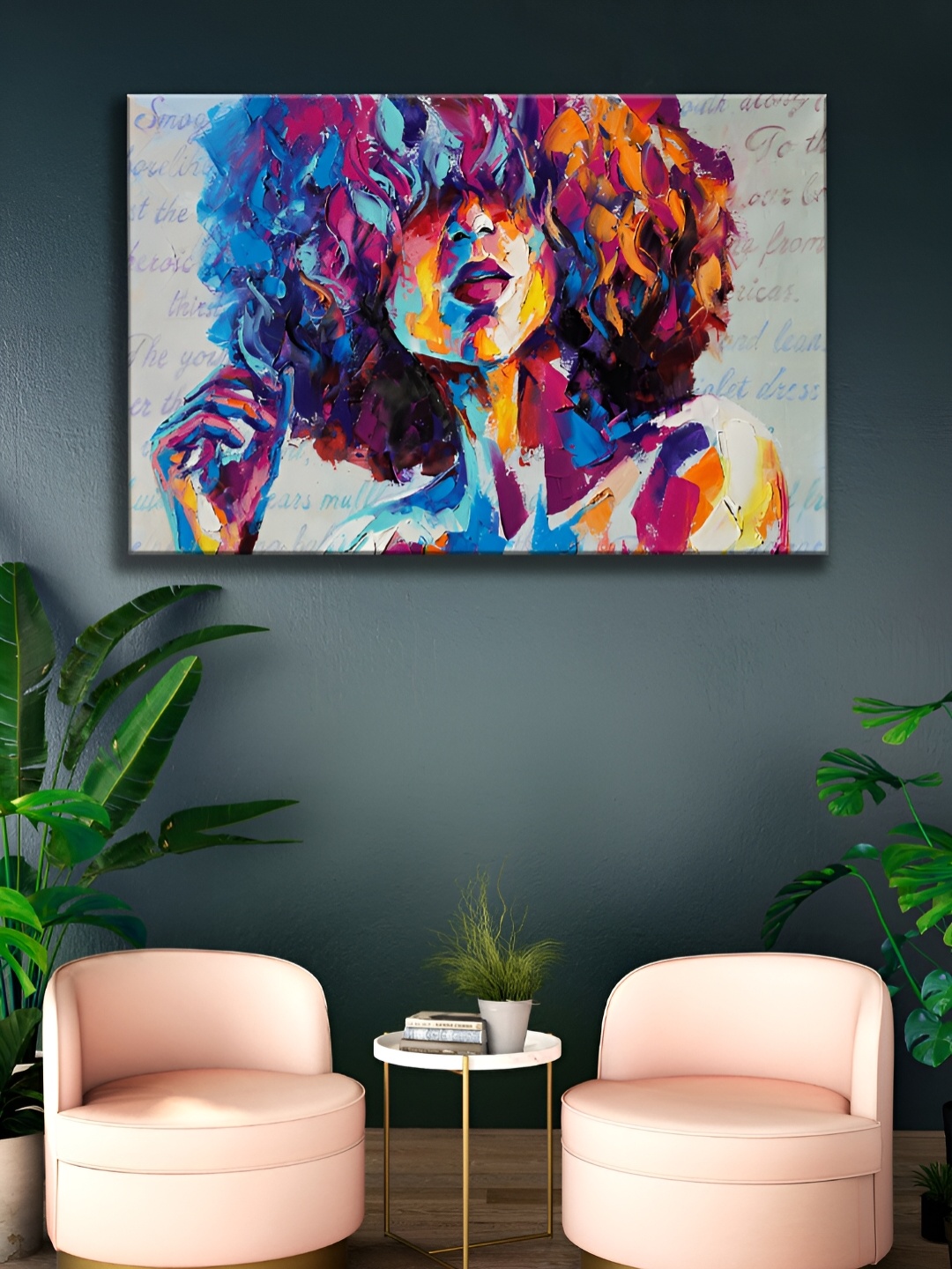 

WALLMAX Blue & Yellow Abstract Canvas Wall Art