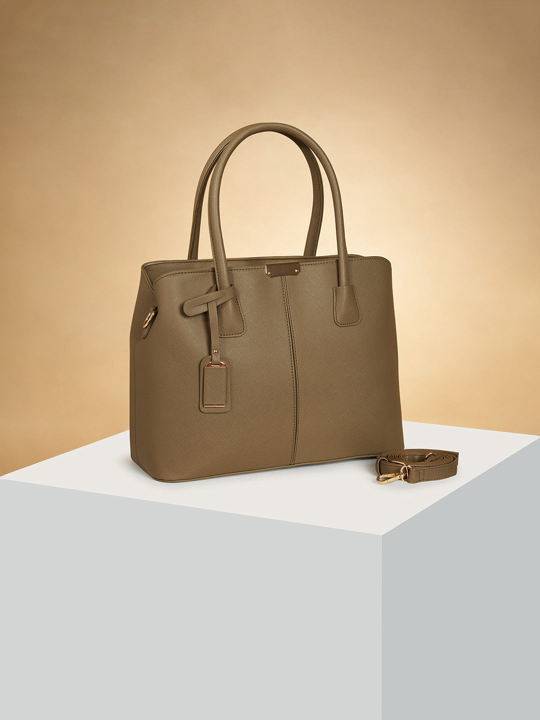 

Forever Glam by Pantaloons Structured Handheld Bag, Khaki
