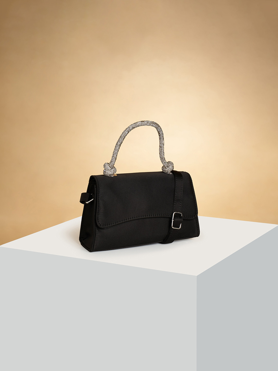 

Forever Glam by Pantaloons Structured Sling Bag, Black