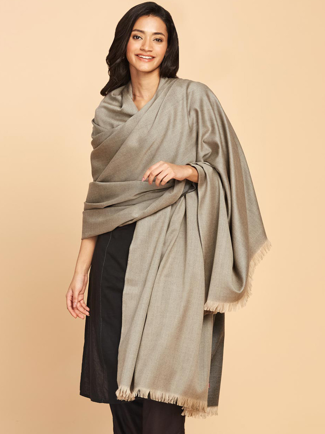 

Fabindia Women Pure Wool Shawl, Grey