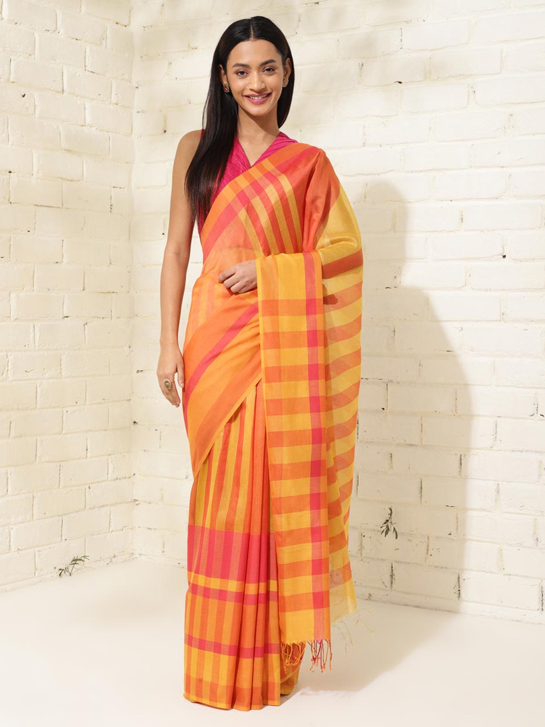

Fabindia Woven Design Silk Cotton Saree, Mustard