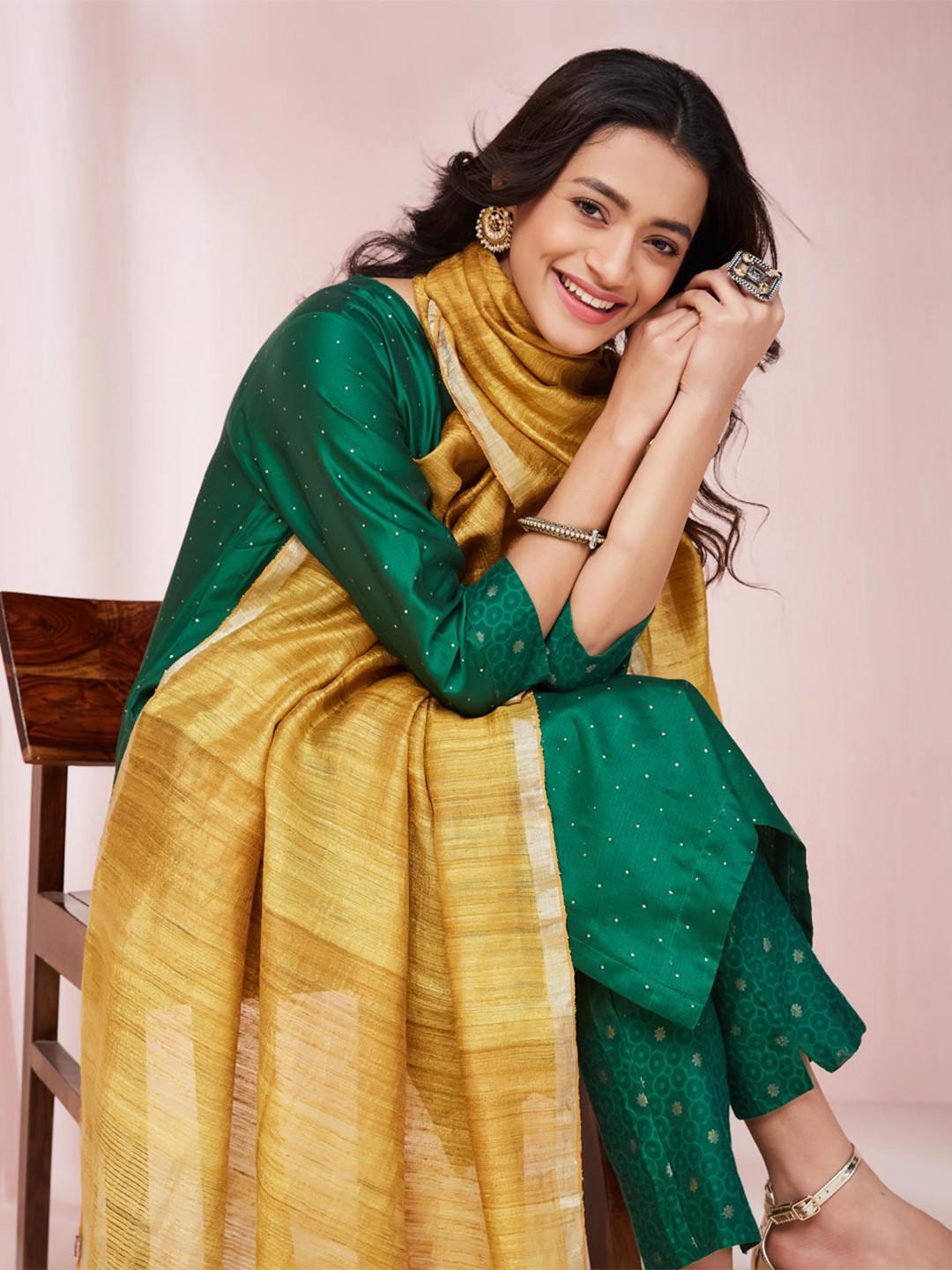 

Fabindia Woven Design Silk Dupatta, Mustard