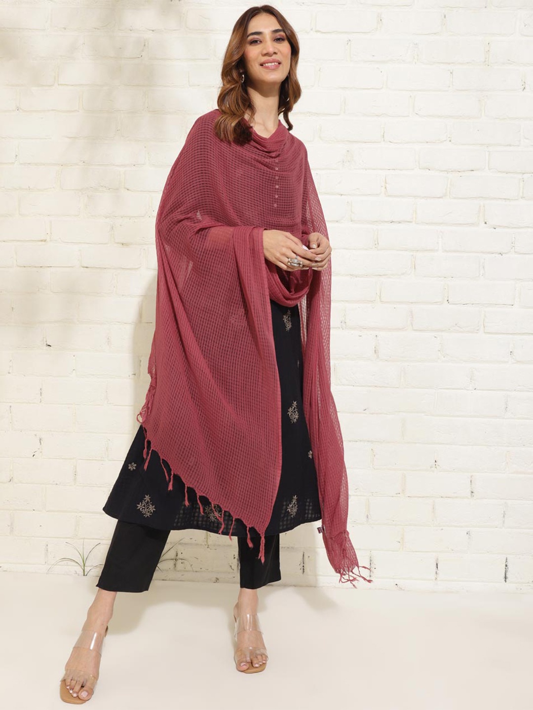 

Fabindia Cotton Dupatta, Pink