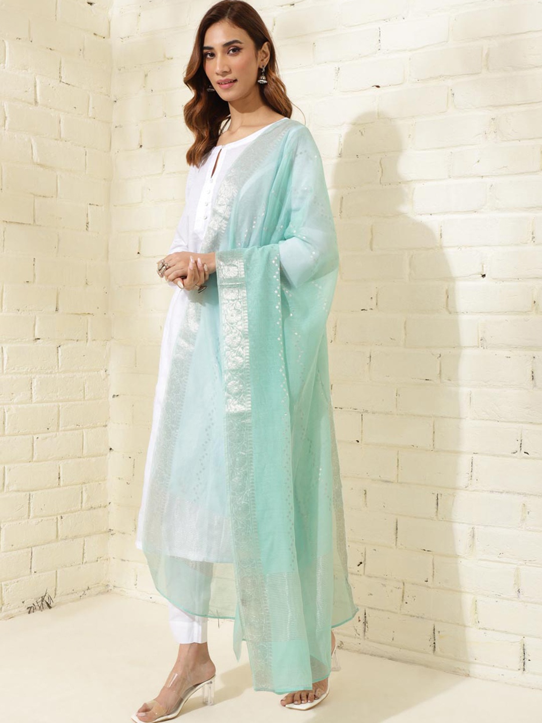 

Fabindia Blue Cotton Silk Blend Dupatta