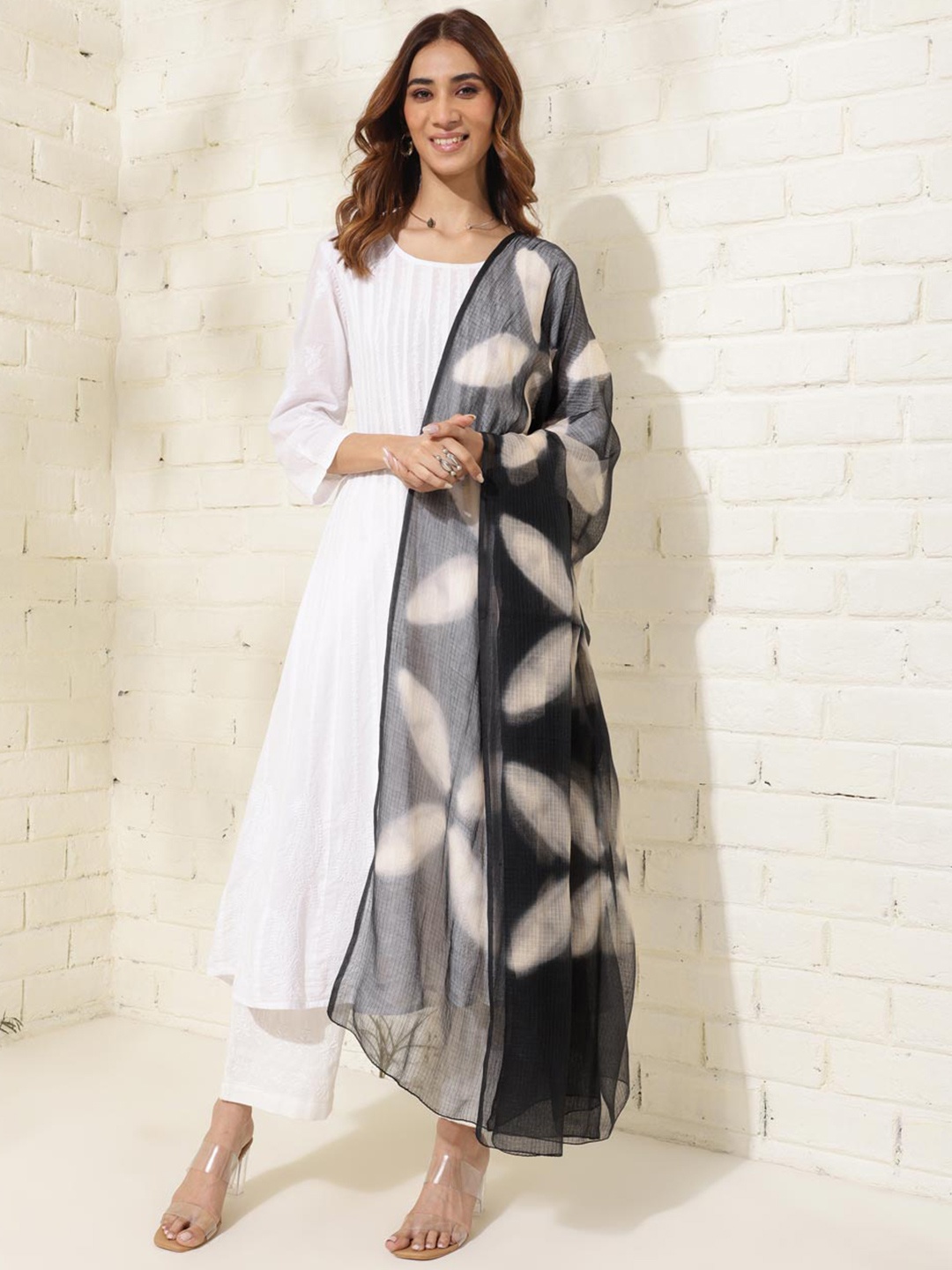 

Fabindia Tie and Dyed Cotton Silk Dupatta, Black