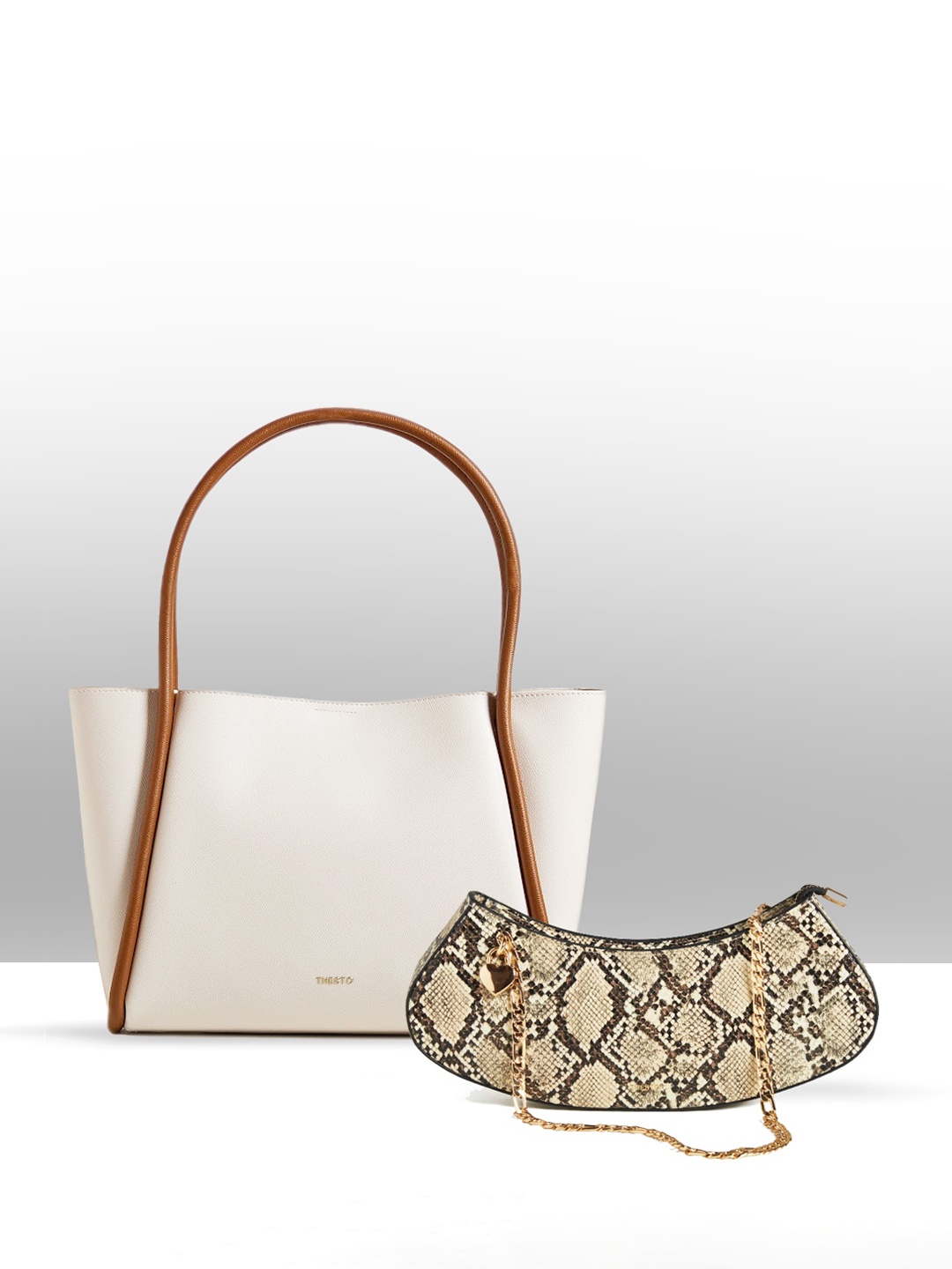 

THESTO Swagger Heart Padlock Handheld Bag With Baguette, White