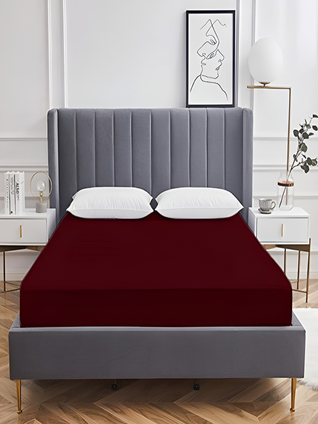 

tundwal's Maroon Terry Breathable Mattress Protector