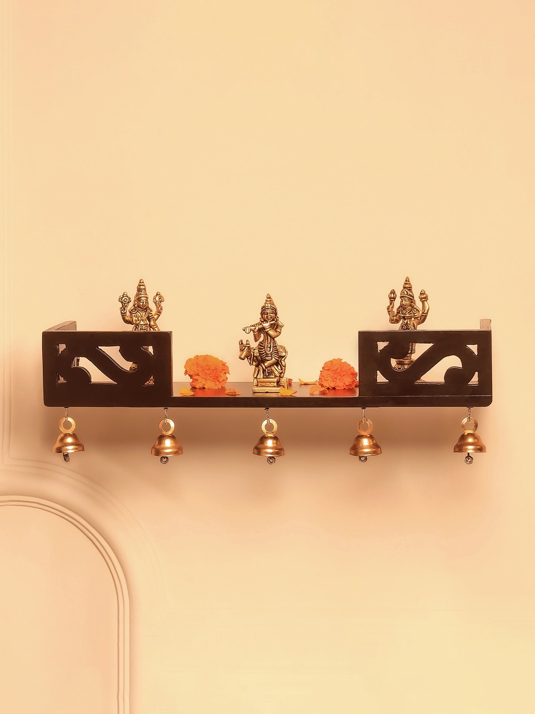 

Ekhasa Brown Wooden Wall Mounted Pooja Temple
