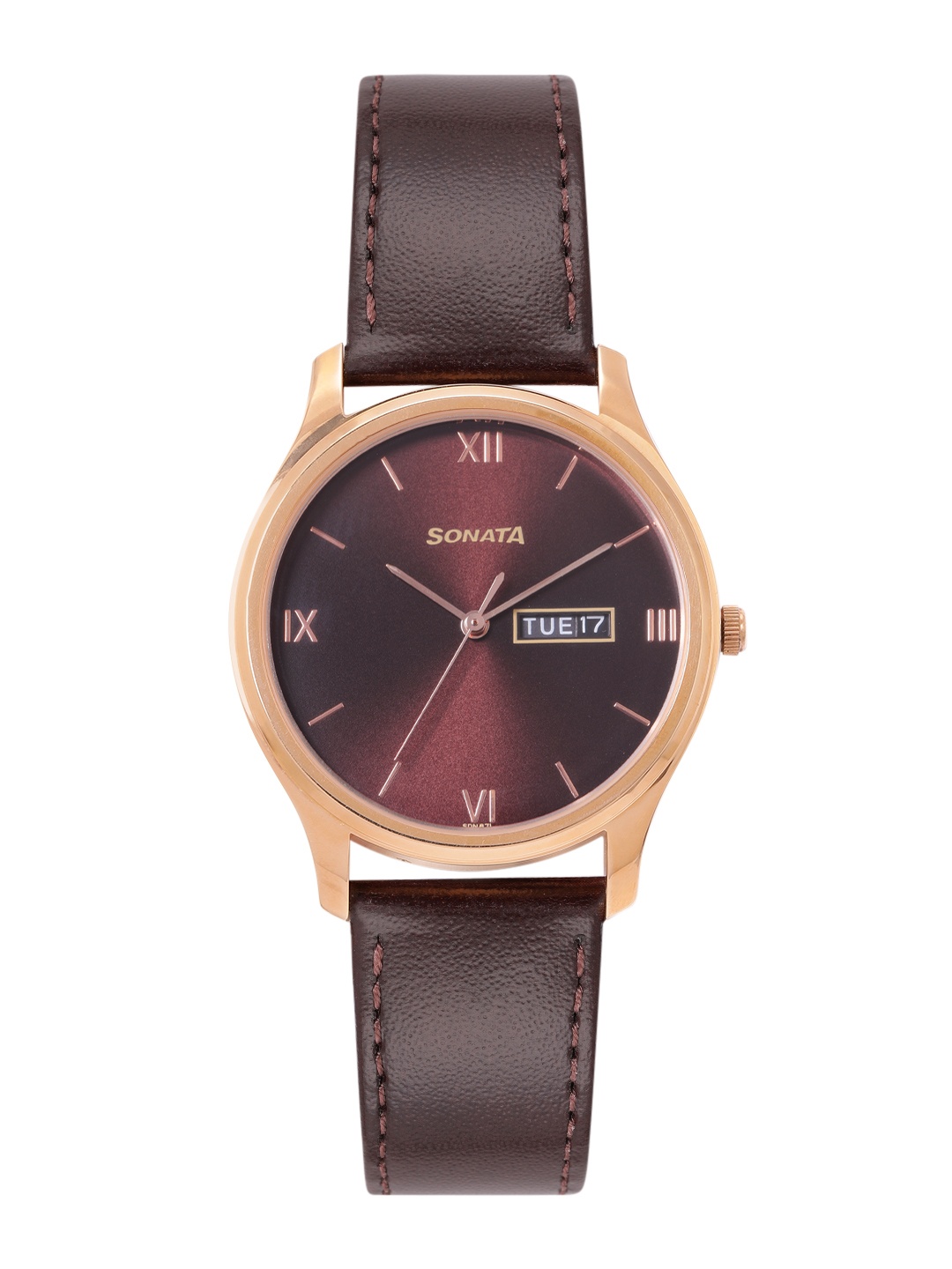 

Sonata Men Essen Analogue Watch 77082WL01, Brown