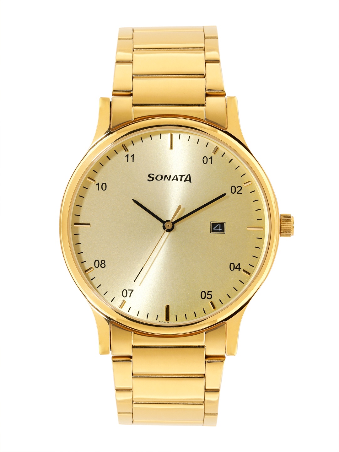 

Sonata Men Stainless Steel Dial & Bracelet Style Straps Analogue Watch 77105YM03, Gold