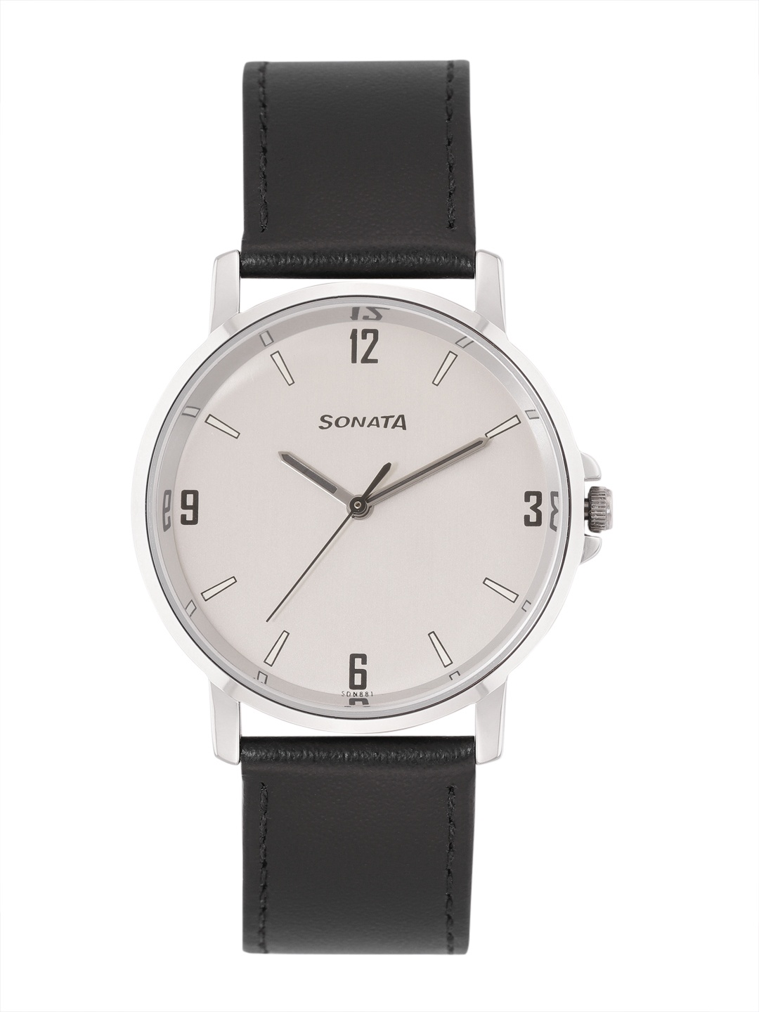 

Sonata Men Leather Essen Analogue Watch 77083SL08-Silver, Cream