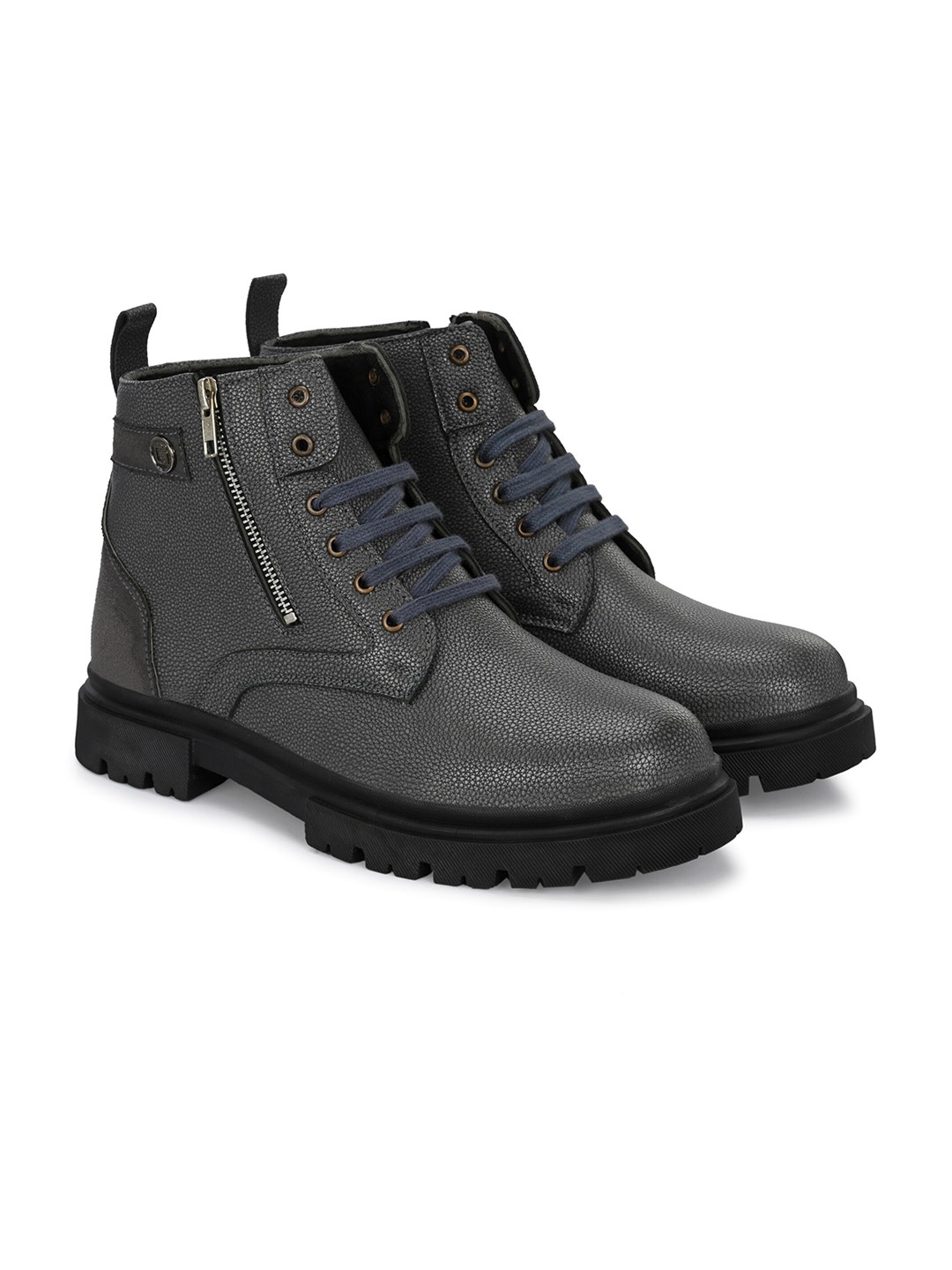 

Eego Italy Men Zipper Chunky Boots, Grey