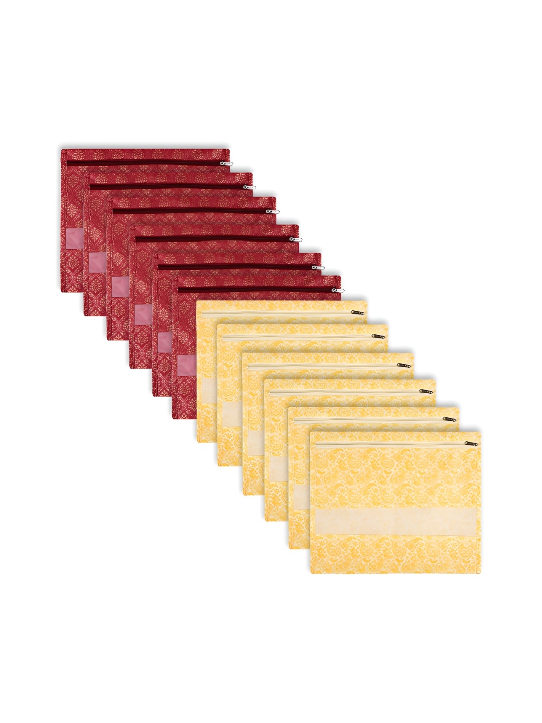 

Kuber Industries Maroon & Yellow 12 Pieces Reusable Saree Organisers