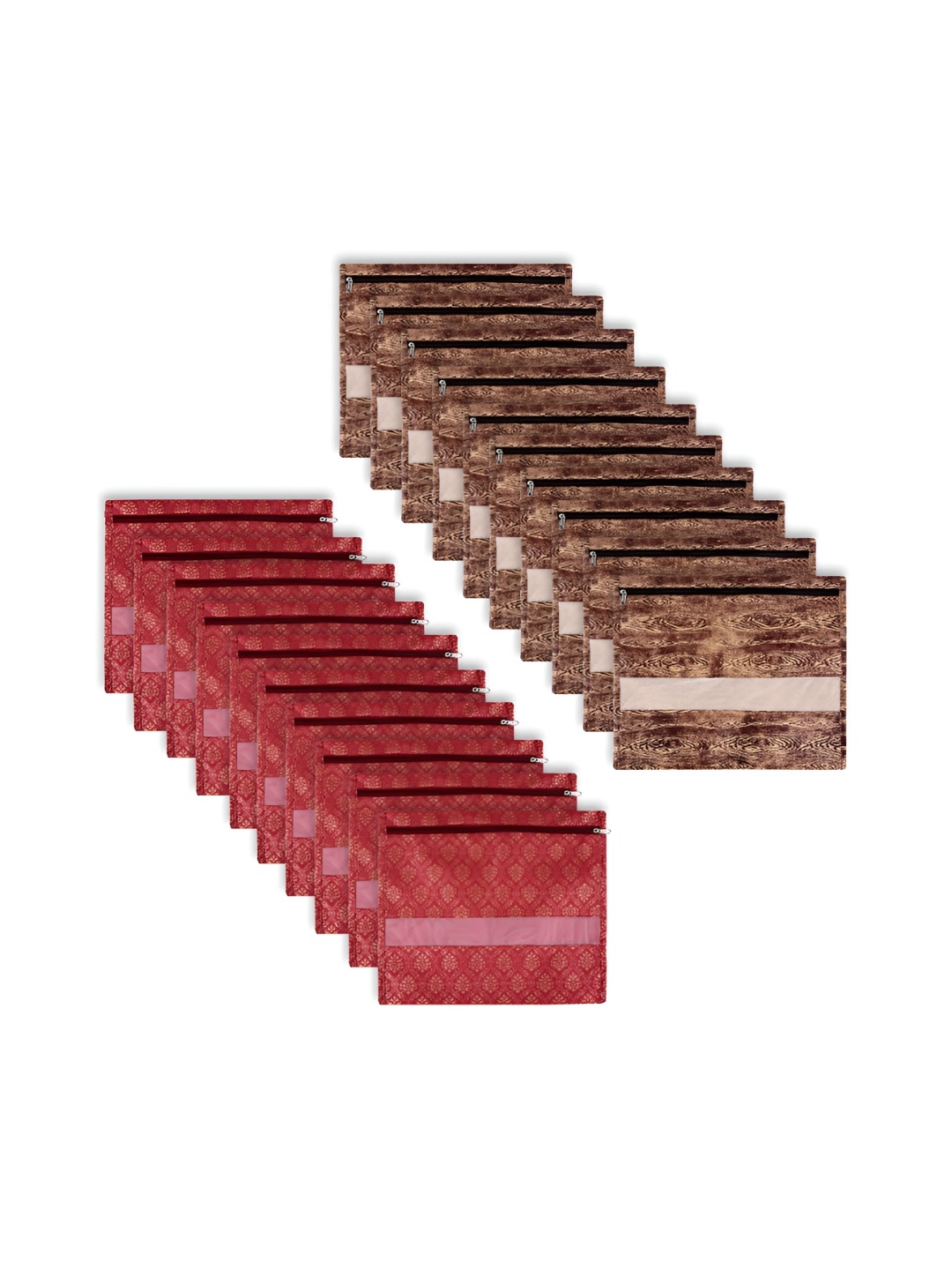 

Kuber Industries Brown & Maroon 20 Pieces Reusable Saree Organisers
