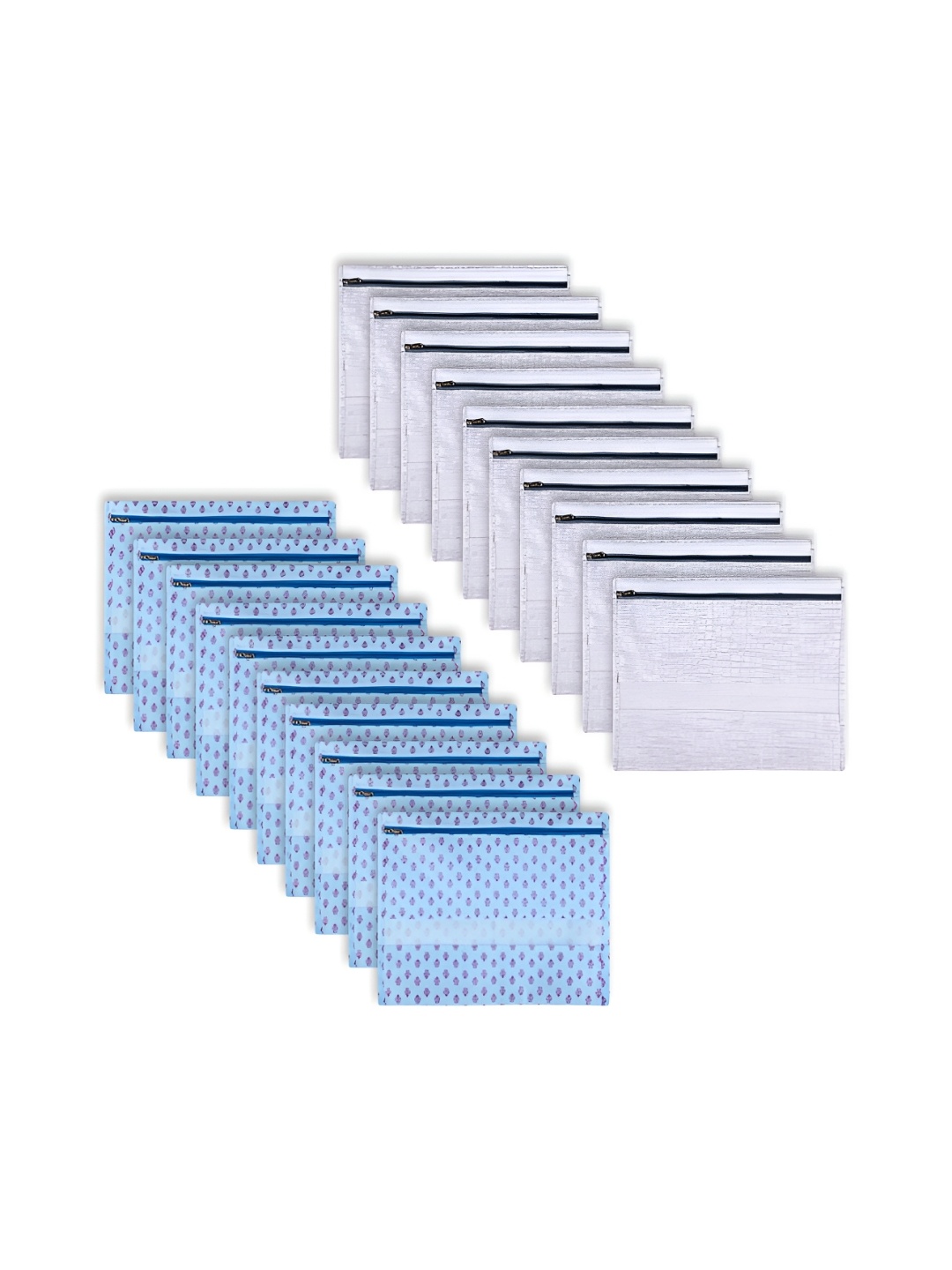 

Kuber Industries Grey & Blue 20 Pieces Reusable Saree Organisers