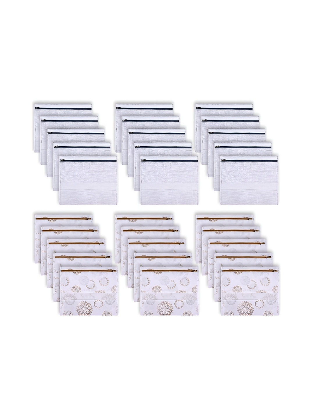 

Kuber Industries Grey & White 30 Pcs Printed Reusable Saree Organizers