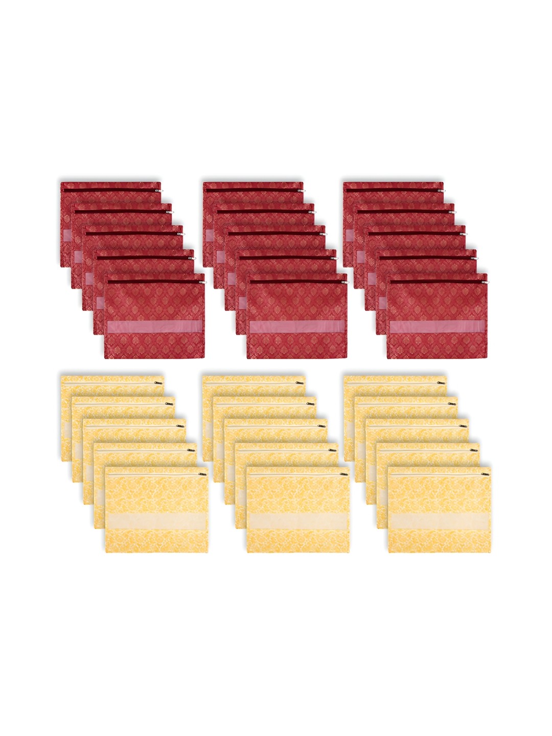 

Kuber Industries Maroon & Yellow 30 Pieces Printed Reusable Saree Organisers