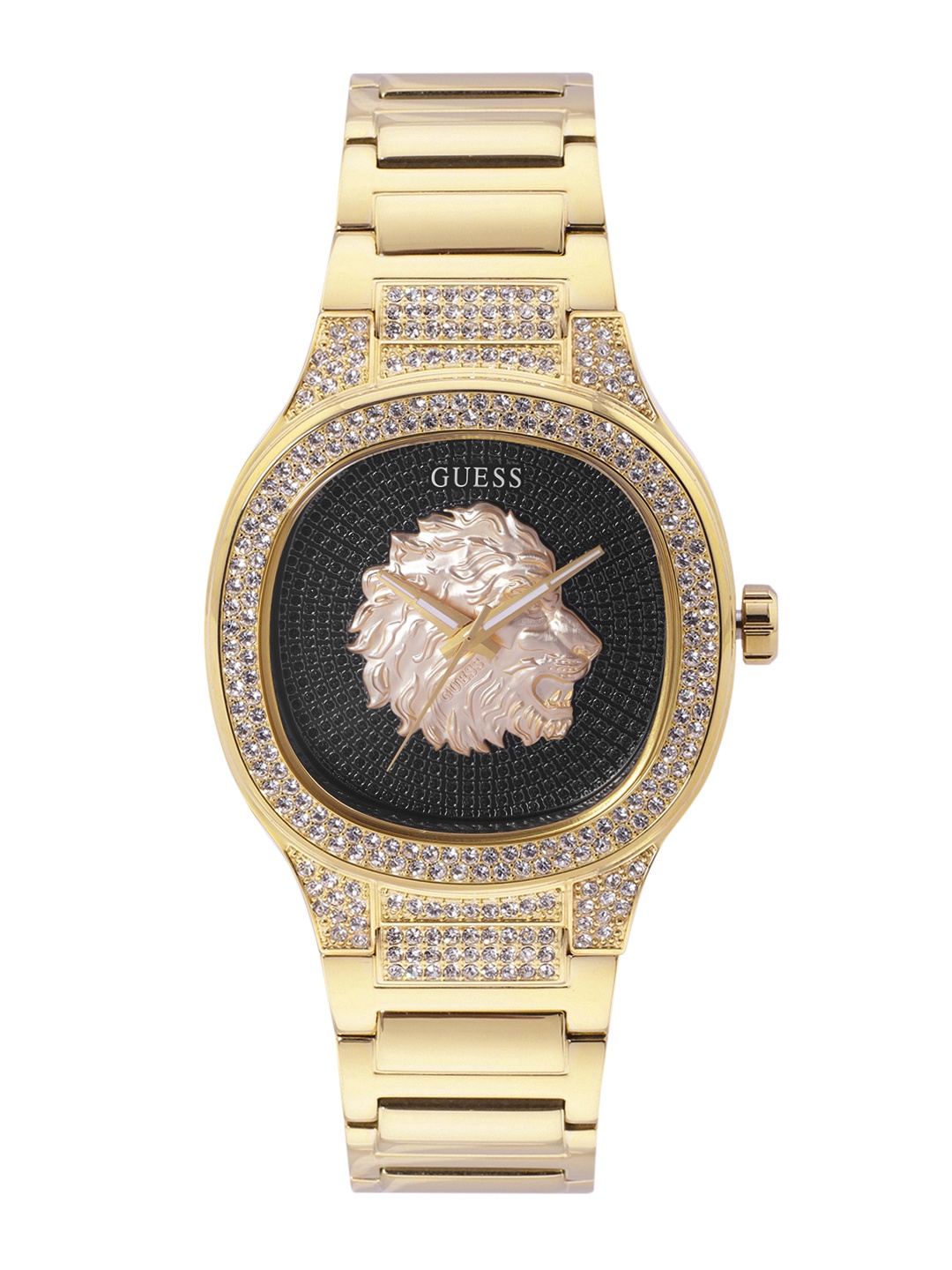 

GUESS Men Kingdom Embellished Bracelet Style Straps Analogue Watch- GW0593G1, Black