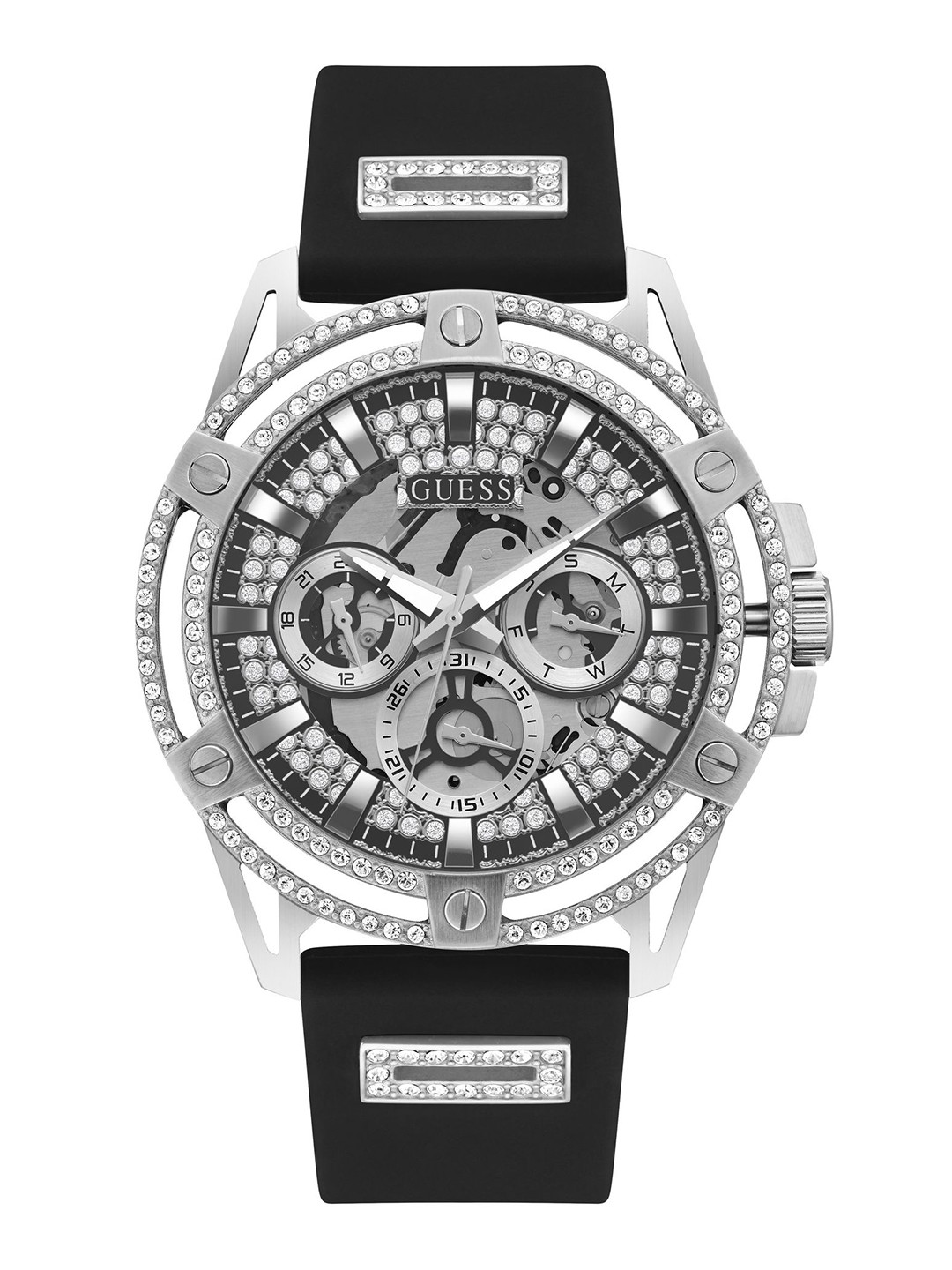 

GUESS Men Skeleton Dial Sport King Multifunction Analogue Watch-GW0537G1, Silver