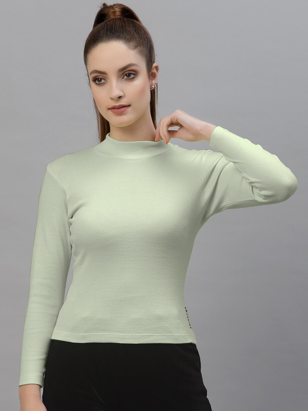 

Friskers High Neck Fitted Top, Sea green