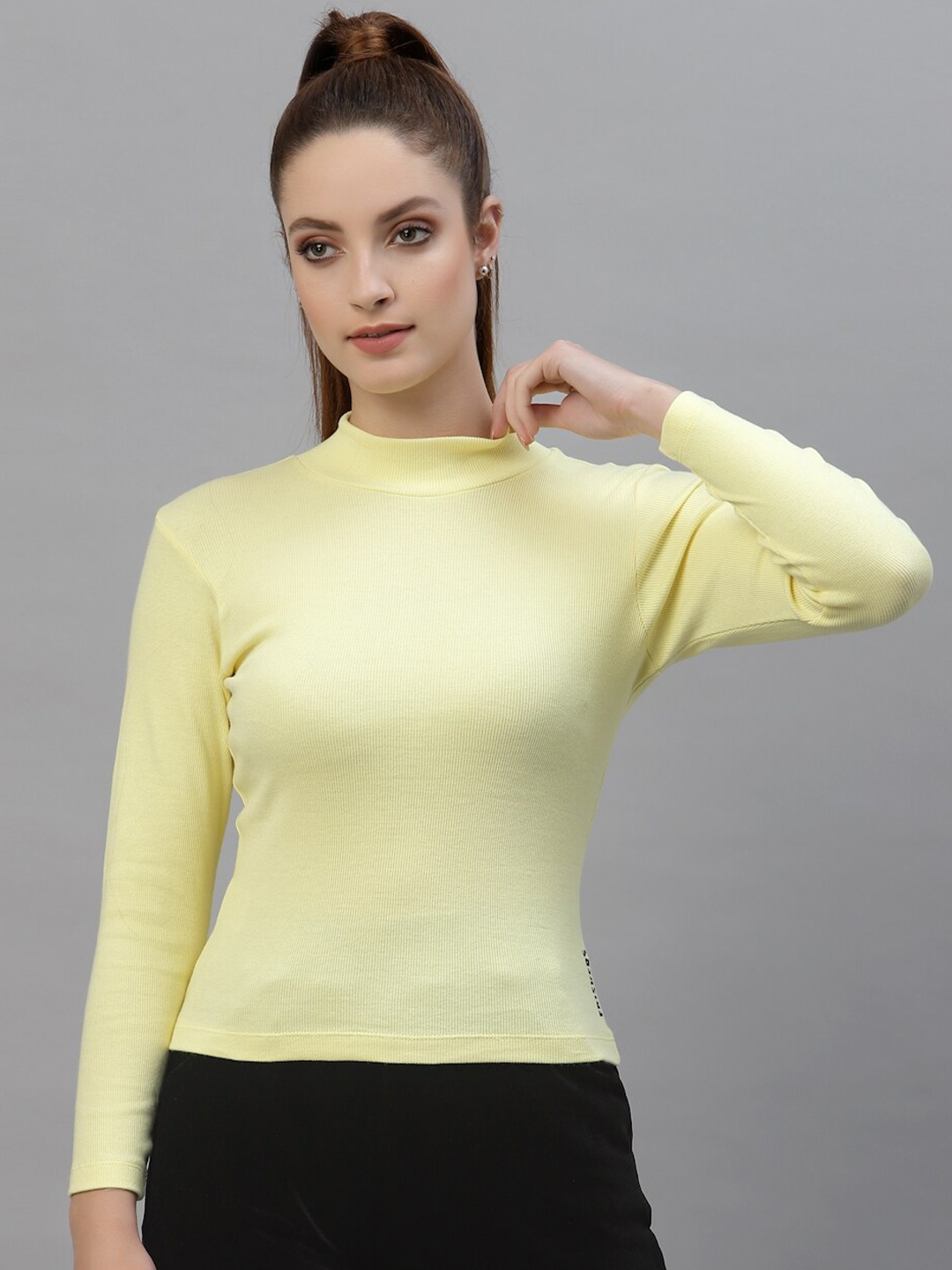 

Friskers High Neck Fitted Top, Yellow