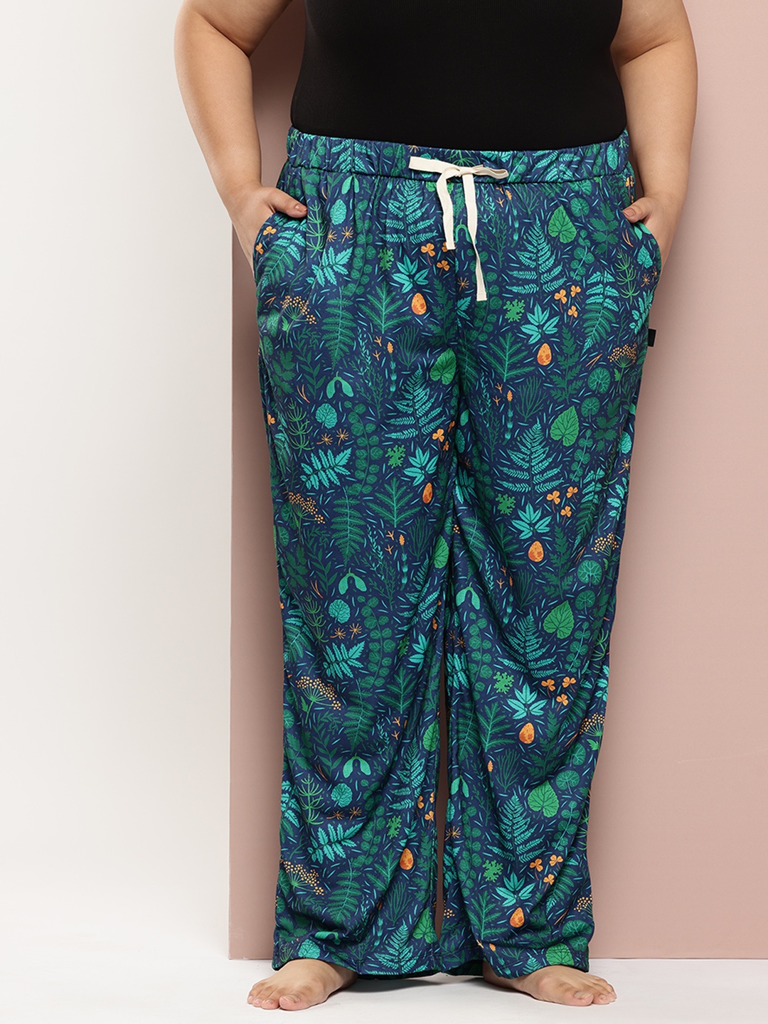 

Sztori Plus Size Women Straight Lounge Pants, Navy blue