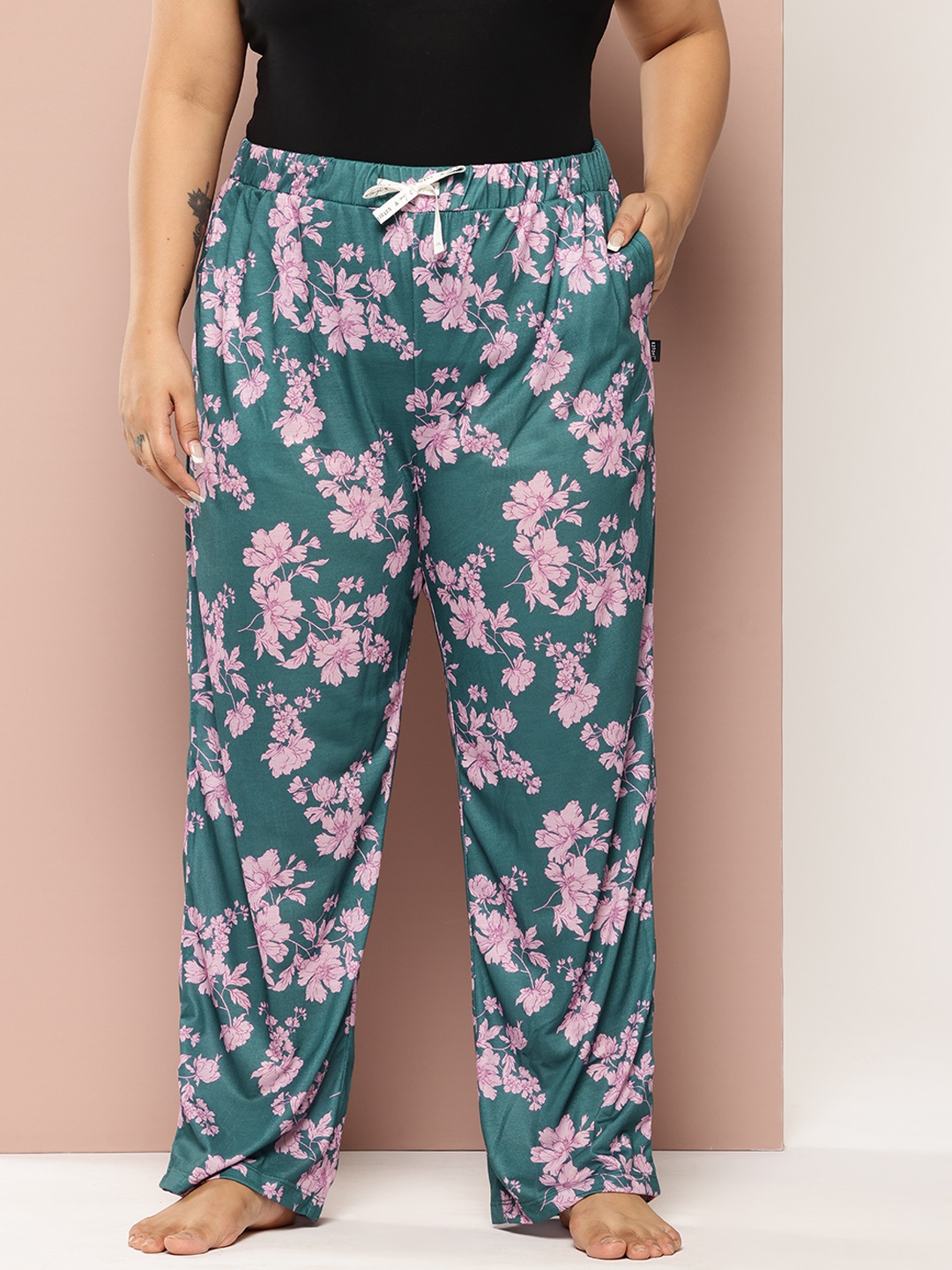 

Sztori Women Plus Size Printed Lounge Pants, Green