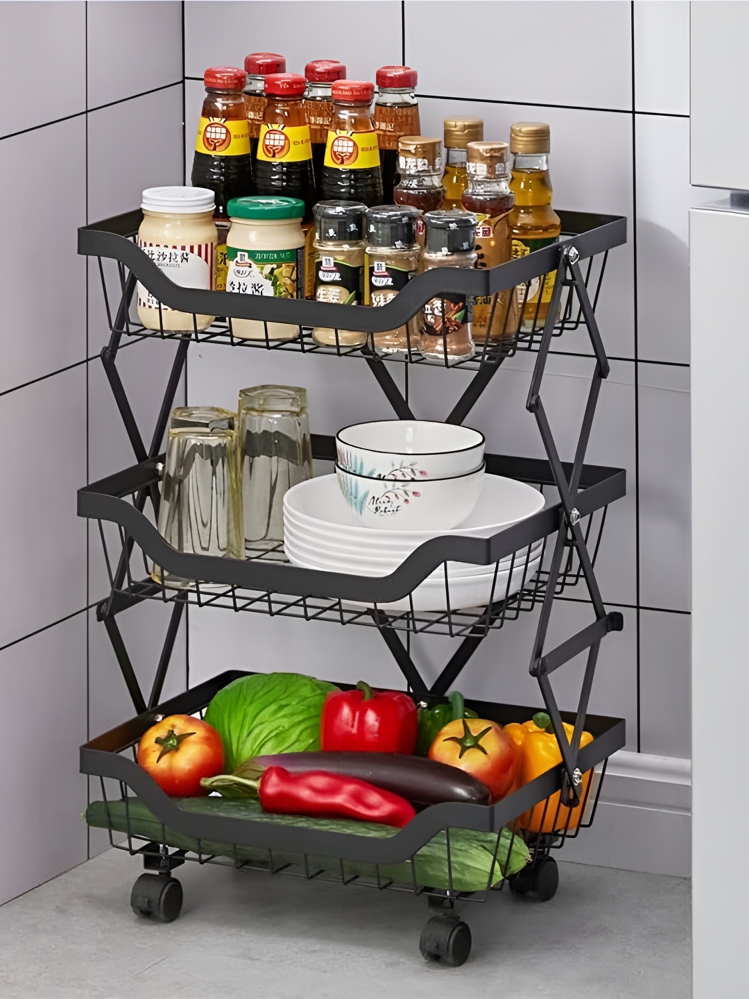 

Plantex Black Regular Core Steel 2-Tier Fruit & Vegetable Basket