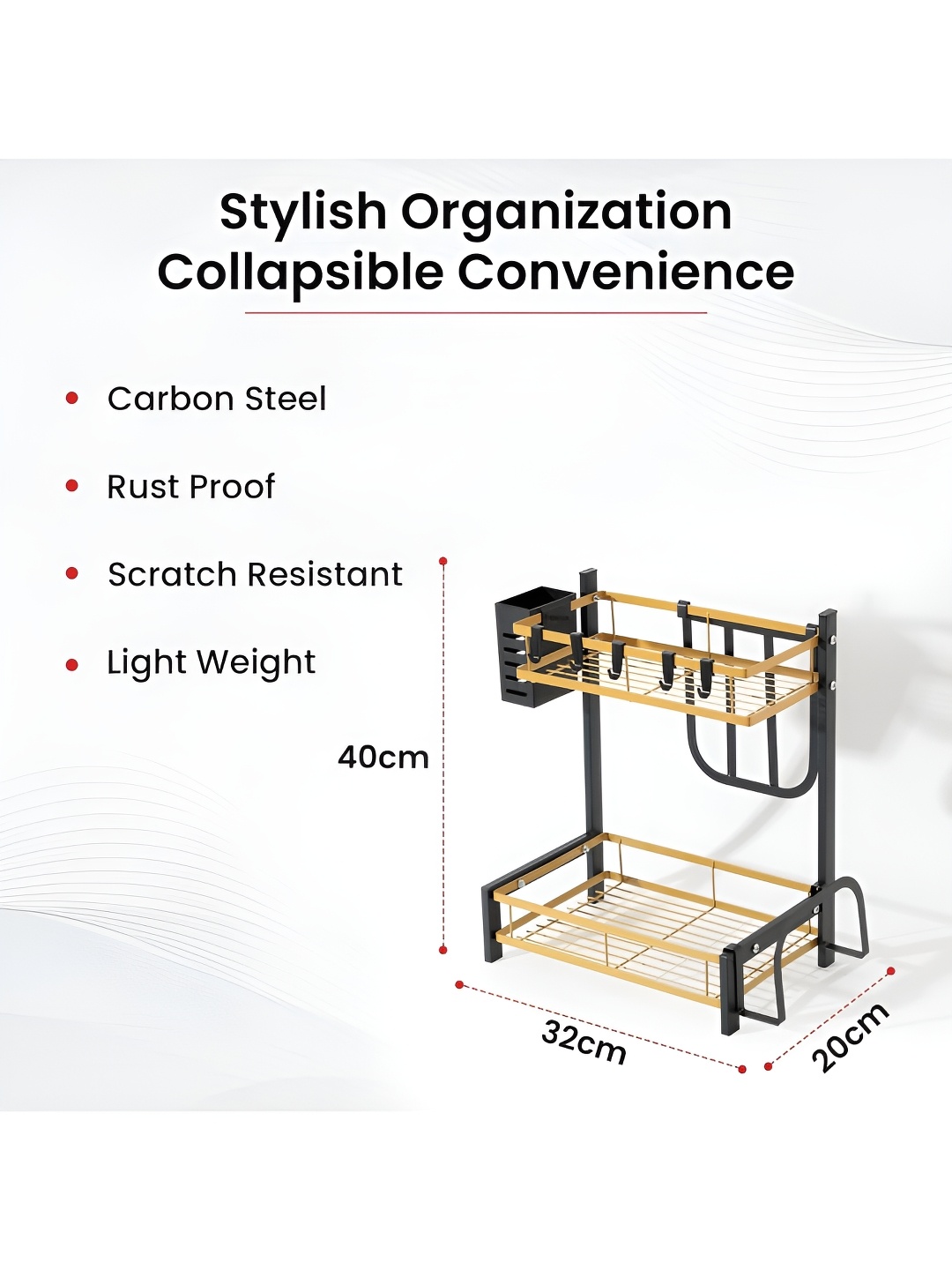 

Plantex Black & Gold Toned Regular Multi Utility Organiser