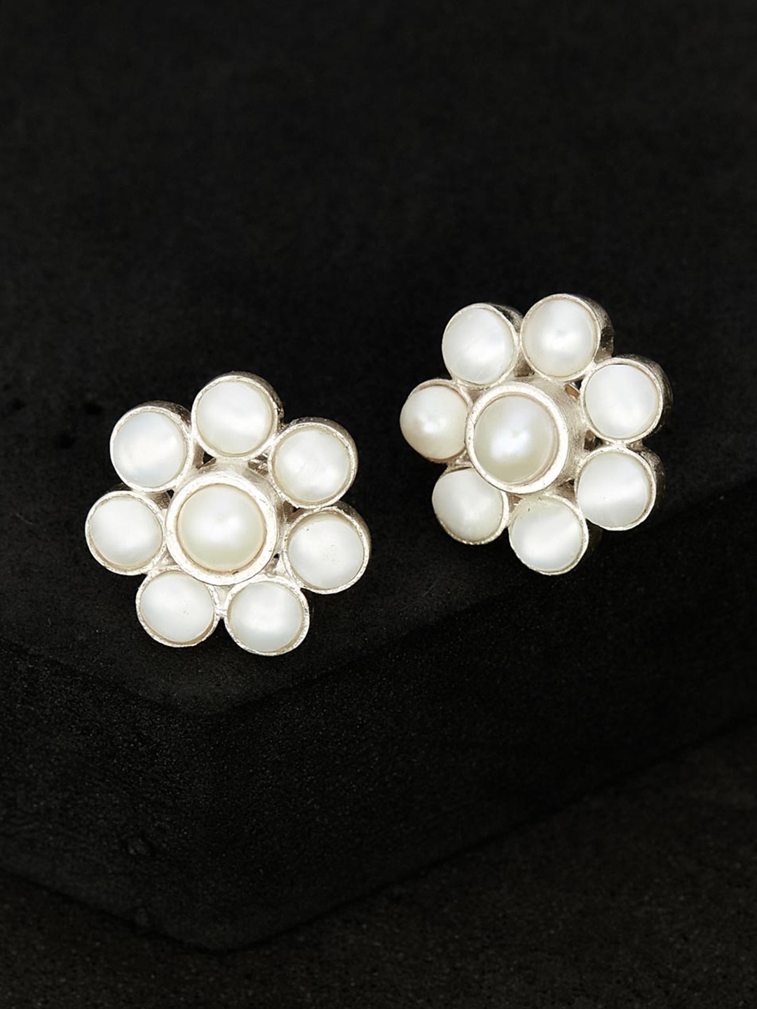 

Fabindia Pearl Beaded Floral Stud Earrings, Silver