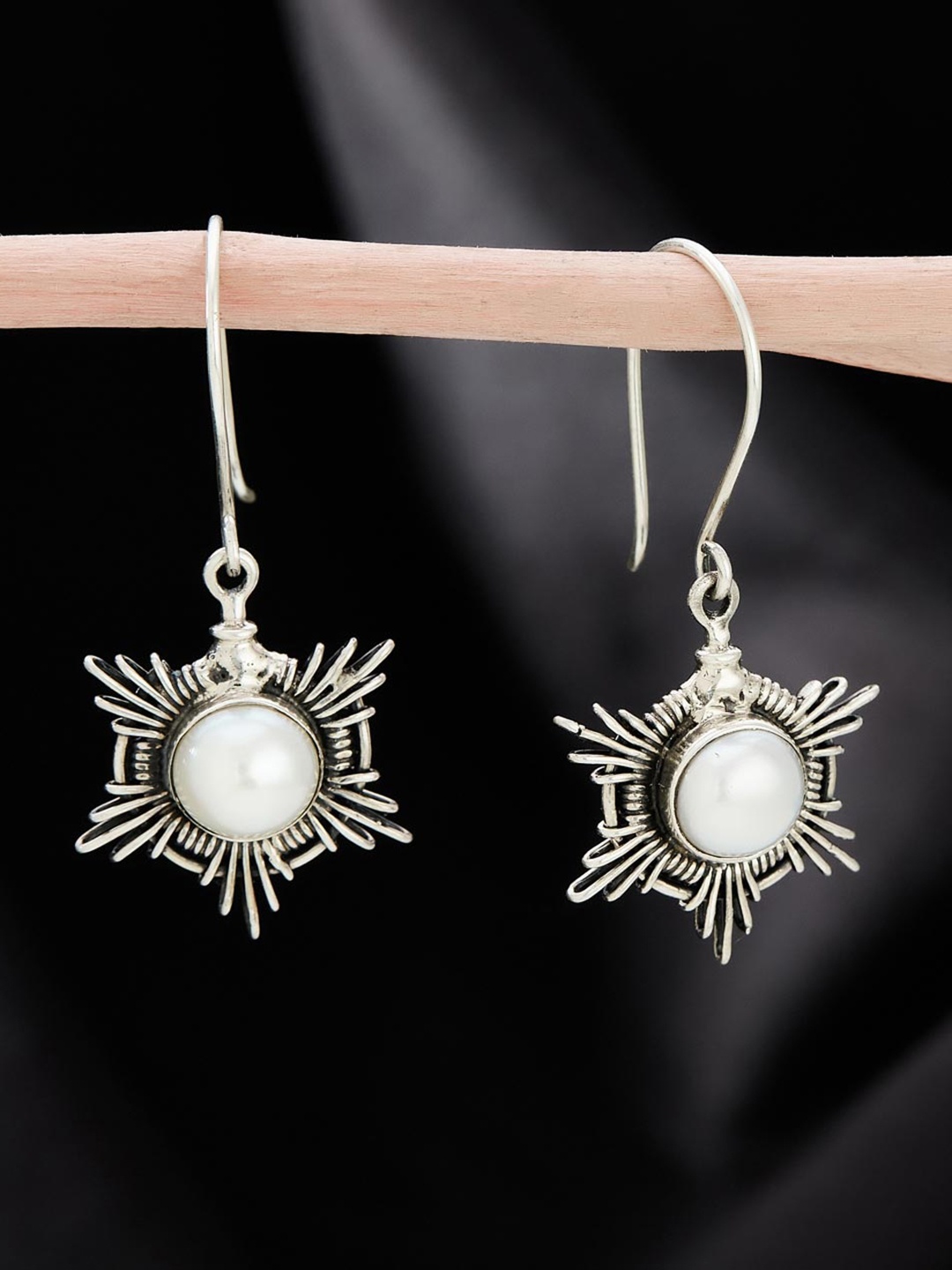 

Fabindia Pearl Beaded Contemporary Drop Earrings, Silver