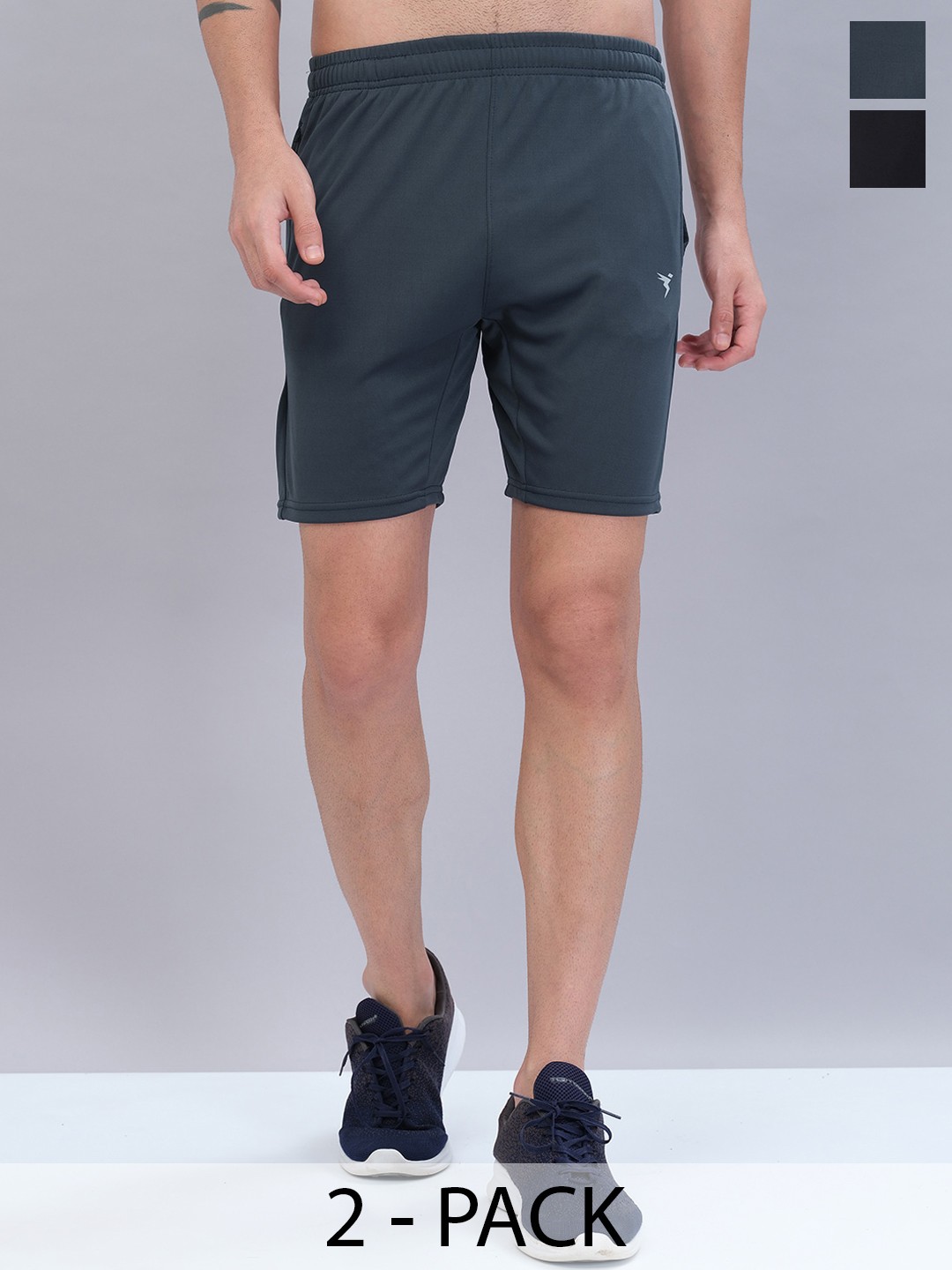 

Technosport Men Pack Of 2 Slim Fit Training or Gym Sports Shorts, Teal