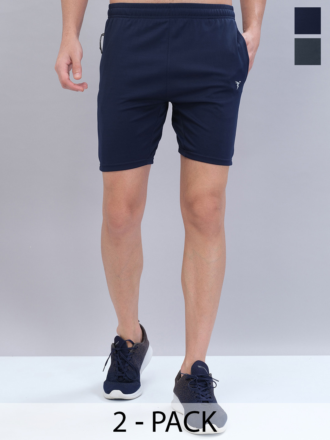 

Technosport Men Pack Of 2 Slim Fit Training or Gym Sports Shorts, Navy blue