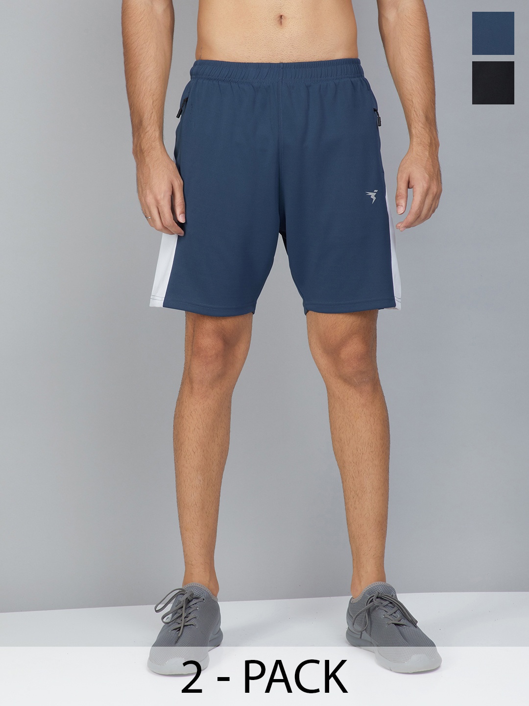 

Technosport Men Pack Of 2 Slim Fit Training or Gym Sports Shorts, Blue