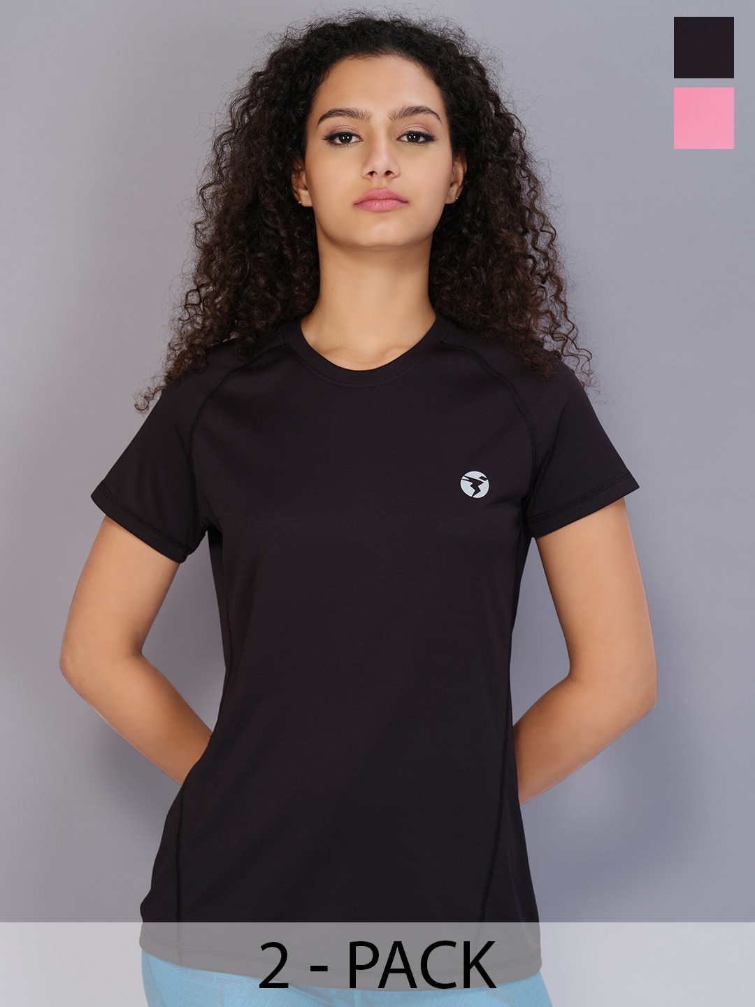 

Technosport Pack Of 2 Round Neck Sports T-shirt, Black