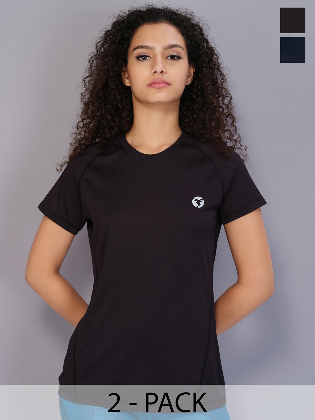 

Technosport Pack Of 2 Round Neck Sports T-shirt, Black