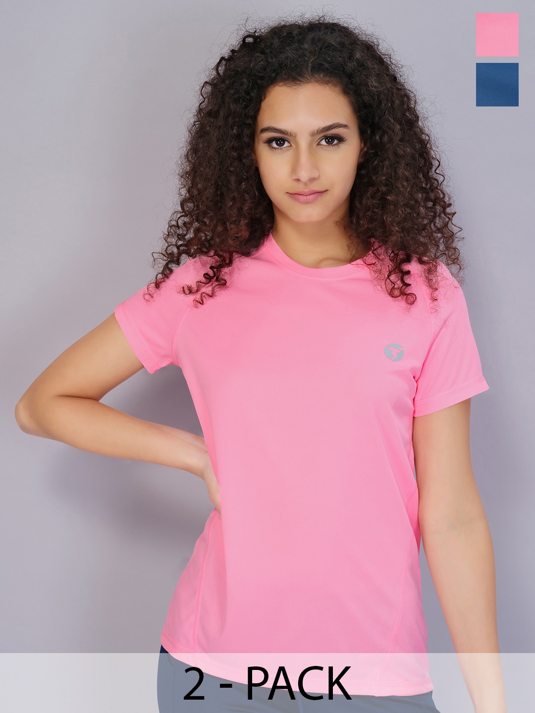 

Technosport Pack Of 2 Round Neck Sports T-shirt, Pink